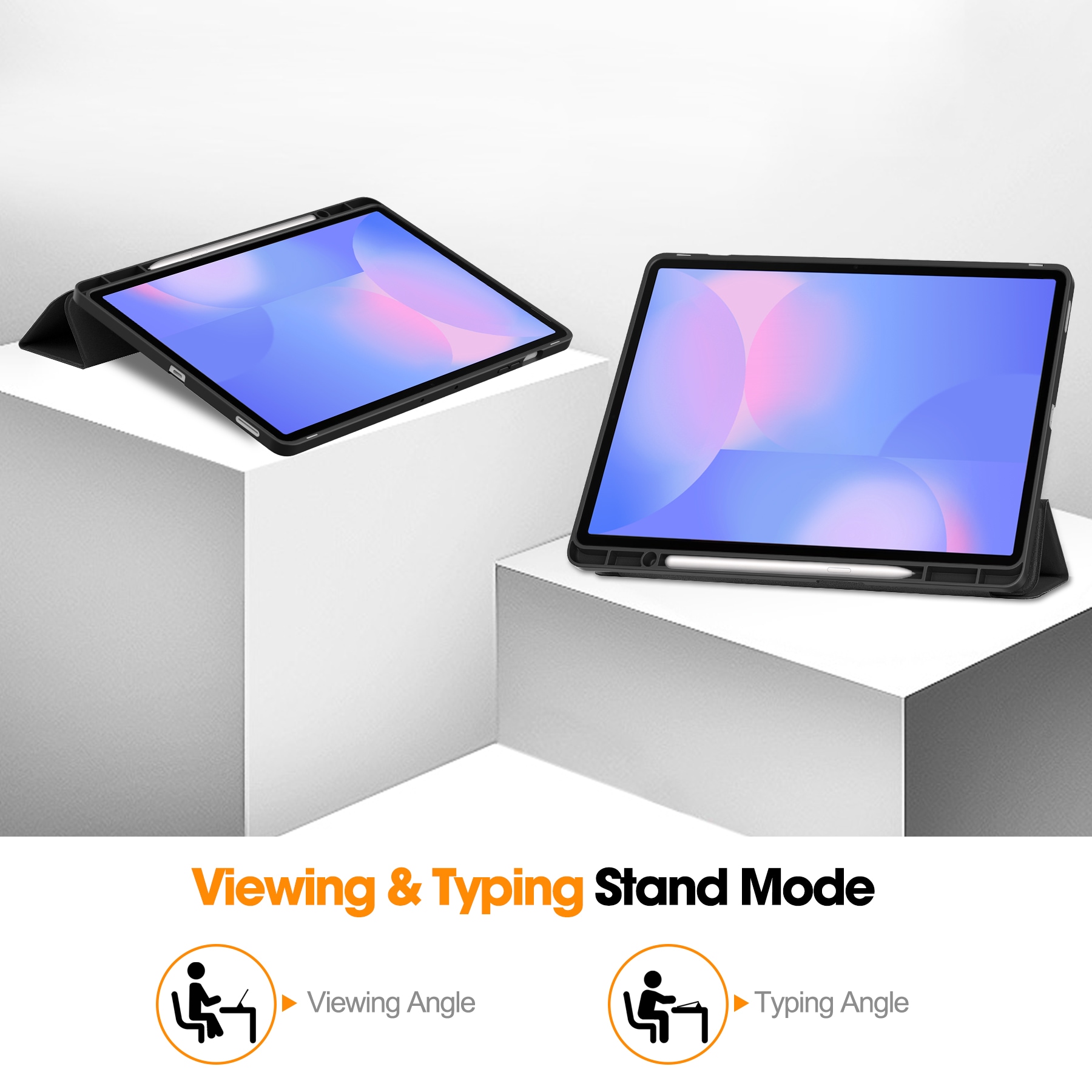 Samsung Galaxy Tab S10 FE Plus Tri-fold etui med pennholder, Svart