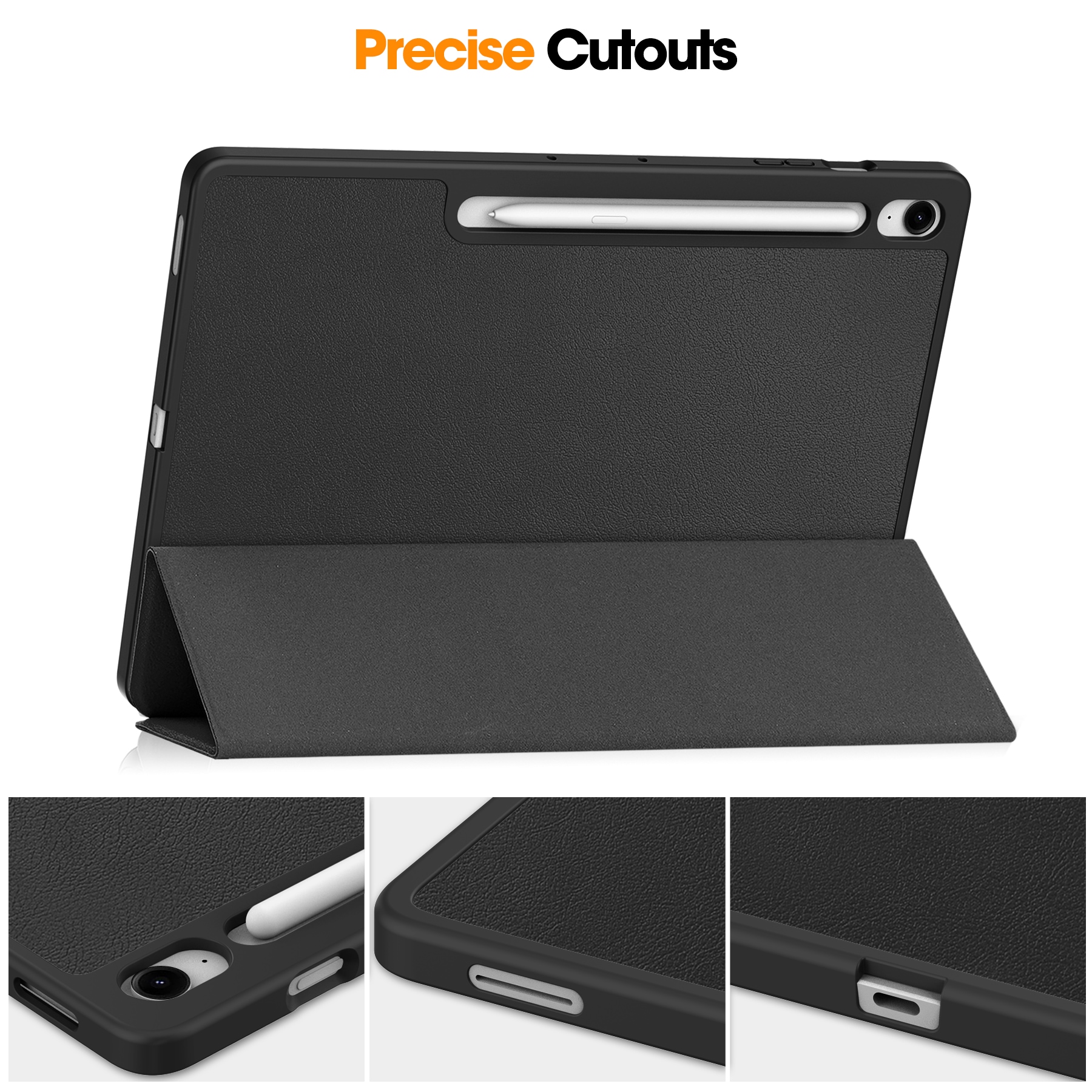 Samsung Galaxy Tab S10 FE Plus Tri-fold etui med pennholder, Svart