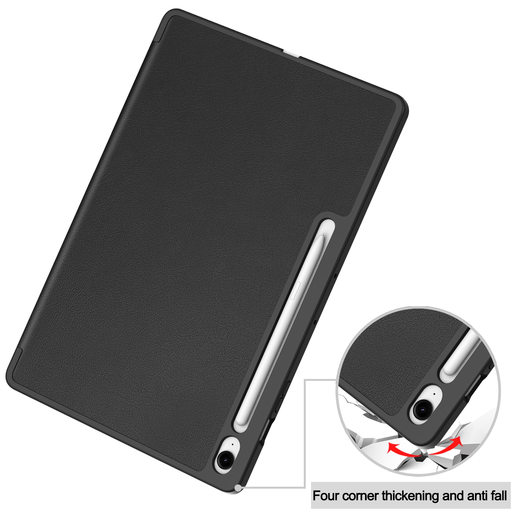 Samsung Galaxy Tab S10 FE Plus Tri-fold etui med pennholder, Svart