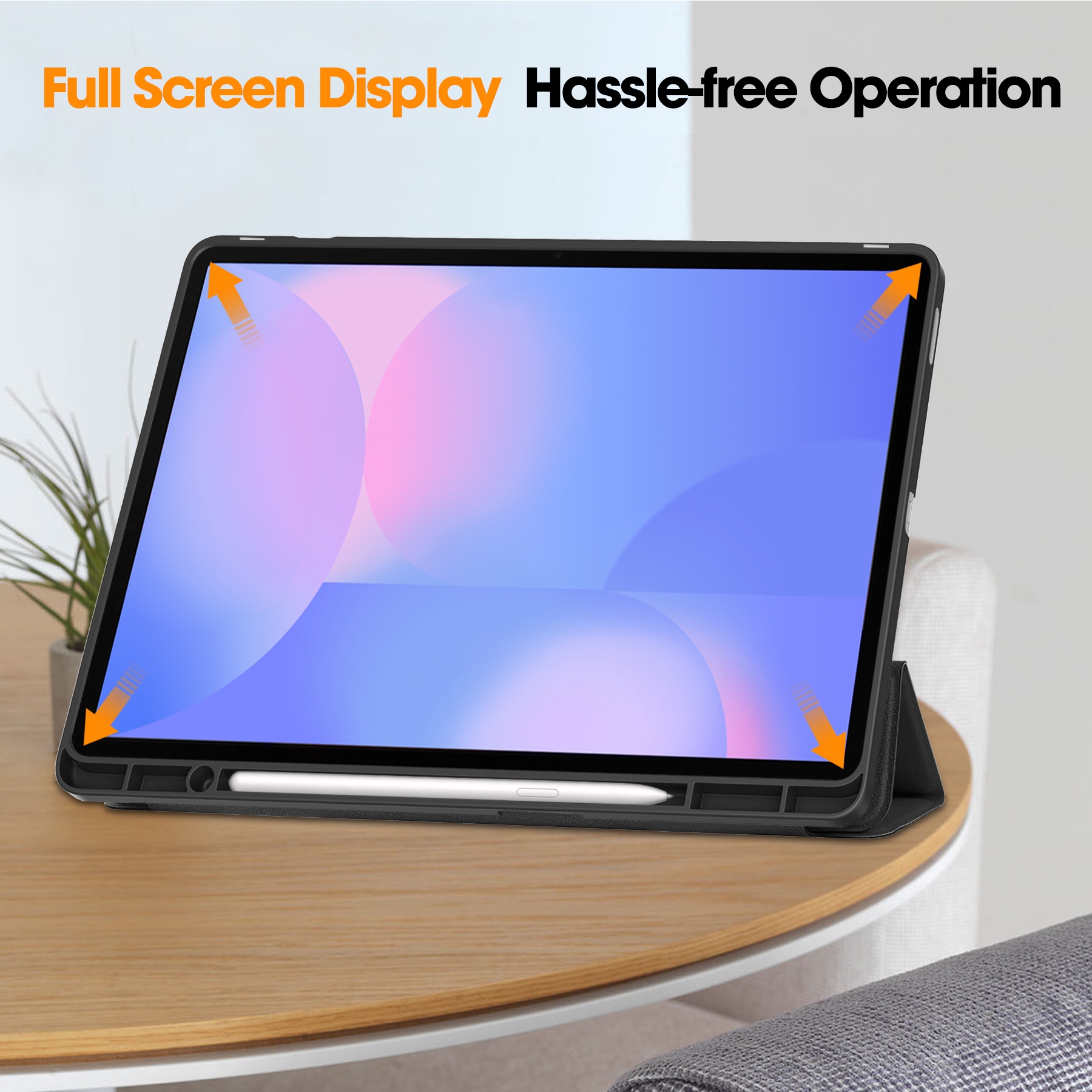Samsung Galaxy Tab S10 FE Plus Tri-fold etui med pennholder, Svart