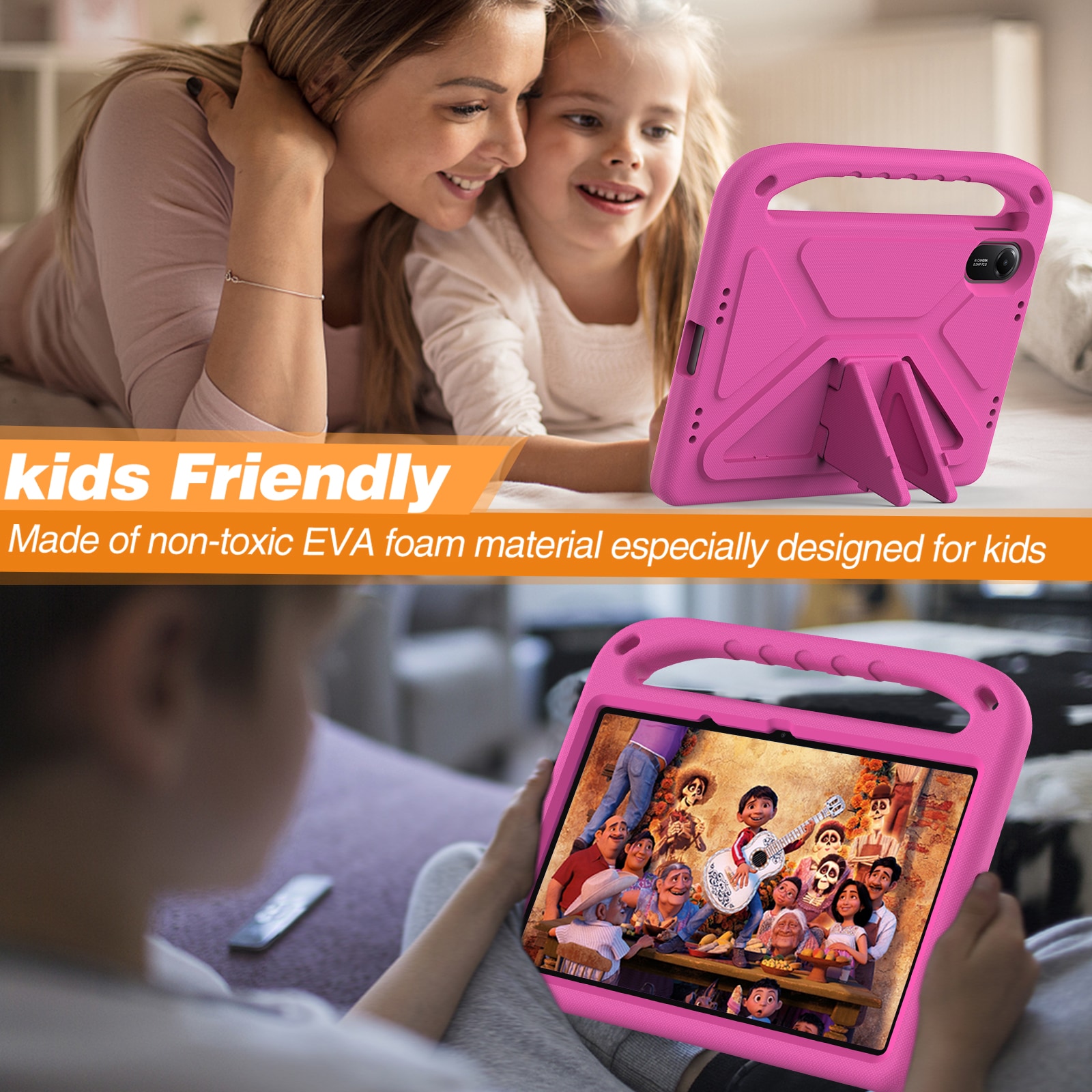 Xiaomi Redmi Pad 2 Støtsikkert deksel/etui med håndtak, Rosa