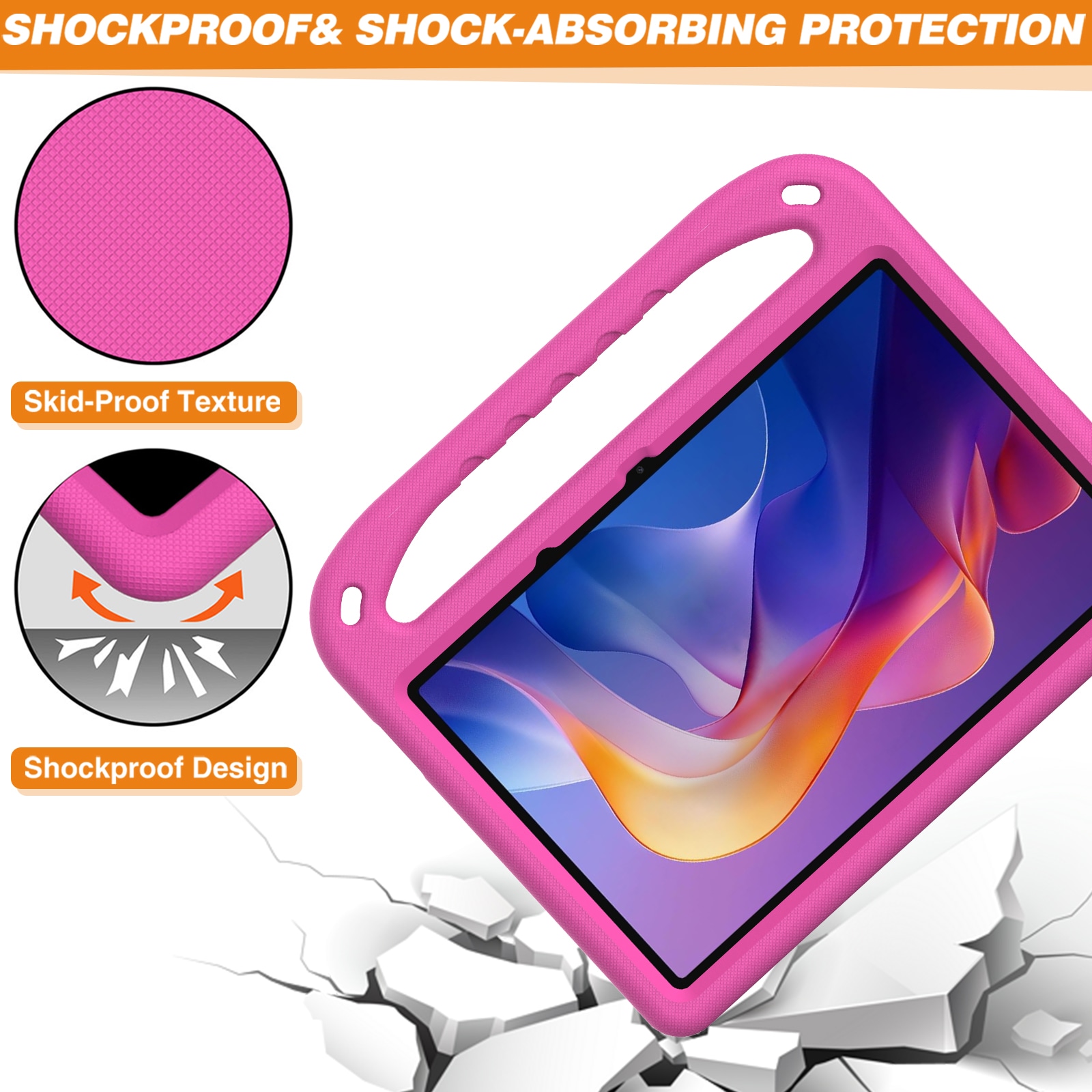 Xiaomi Redmi Pad 2 Støtsikkert deksel/etui med håndtak, Rosa