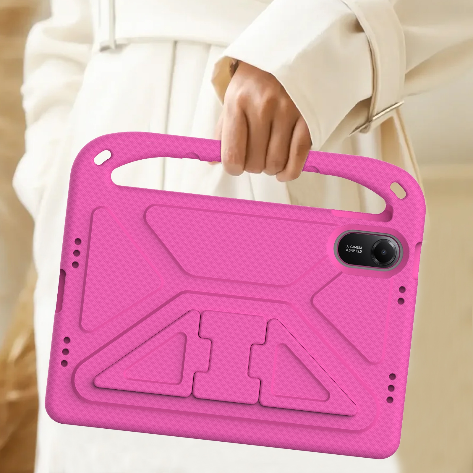 Xiaomi Redmi Pad 2 Støtsikkert deksel/etui med håndtak, Rosa