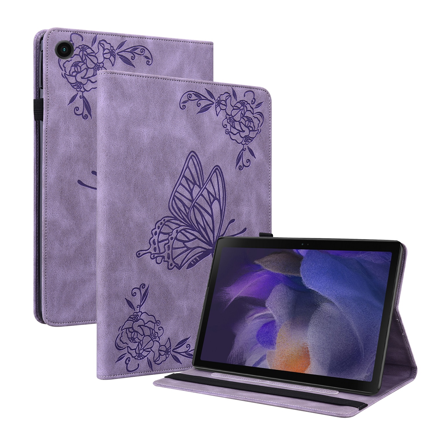 Samsung Galaxy Tab A11 Plus Fint etui med sommerfugler, Lilla