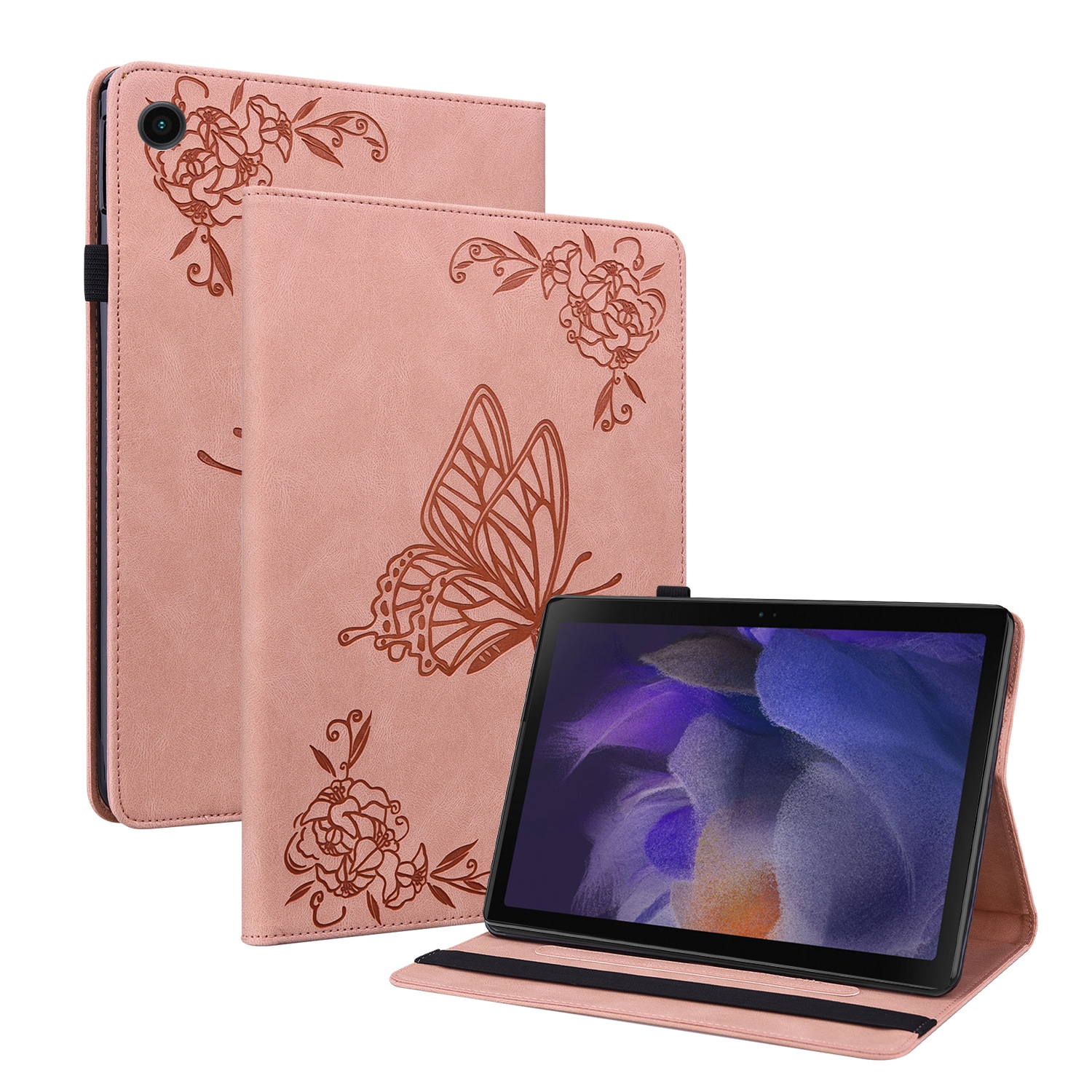 Samsung Galaxy Tab A11 Plus Fint etui med sommerfugler, Rosa
