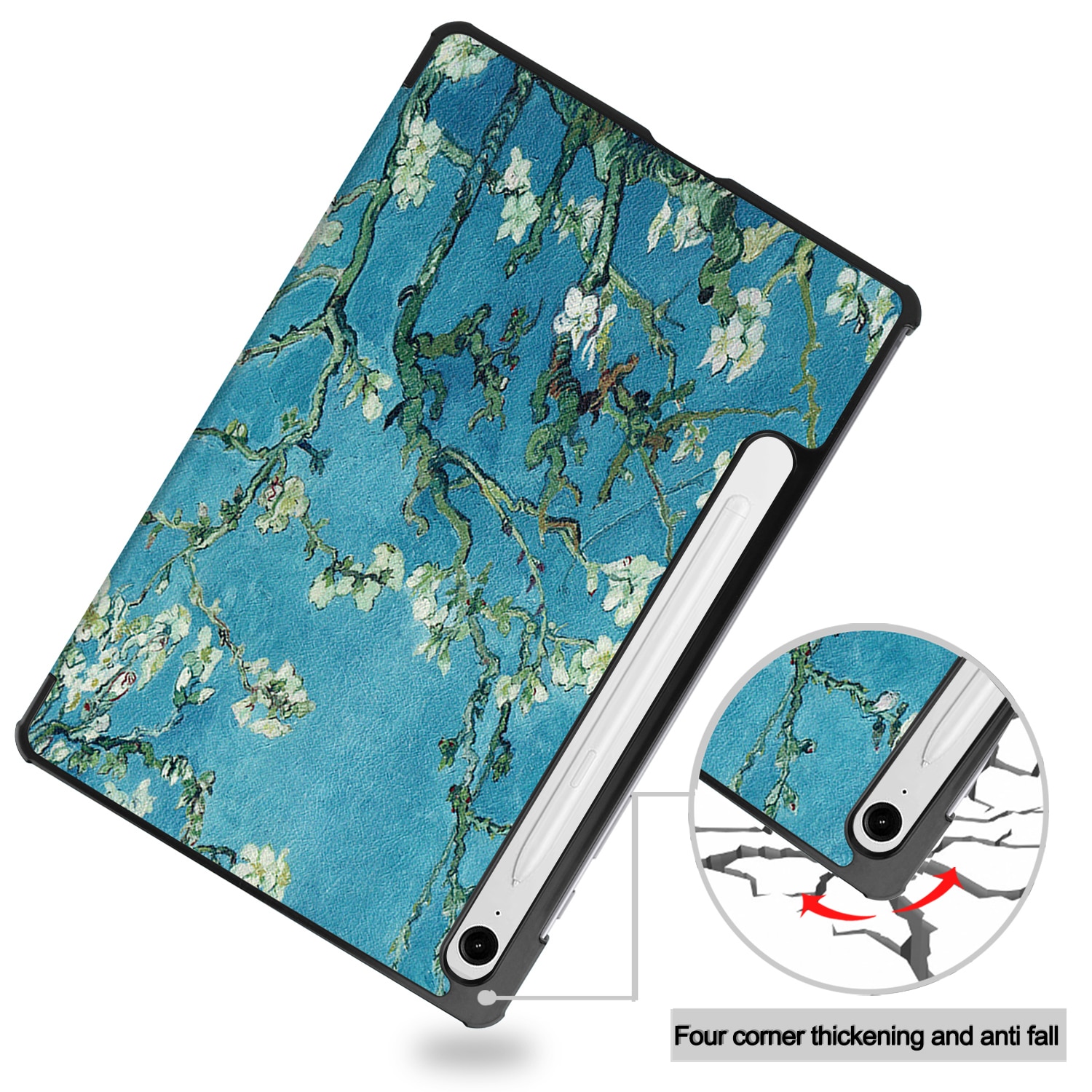 Samsung Galaxy S10 Lite Tri-Fold etui, Kirsebærblomster