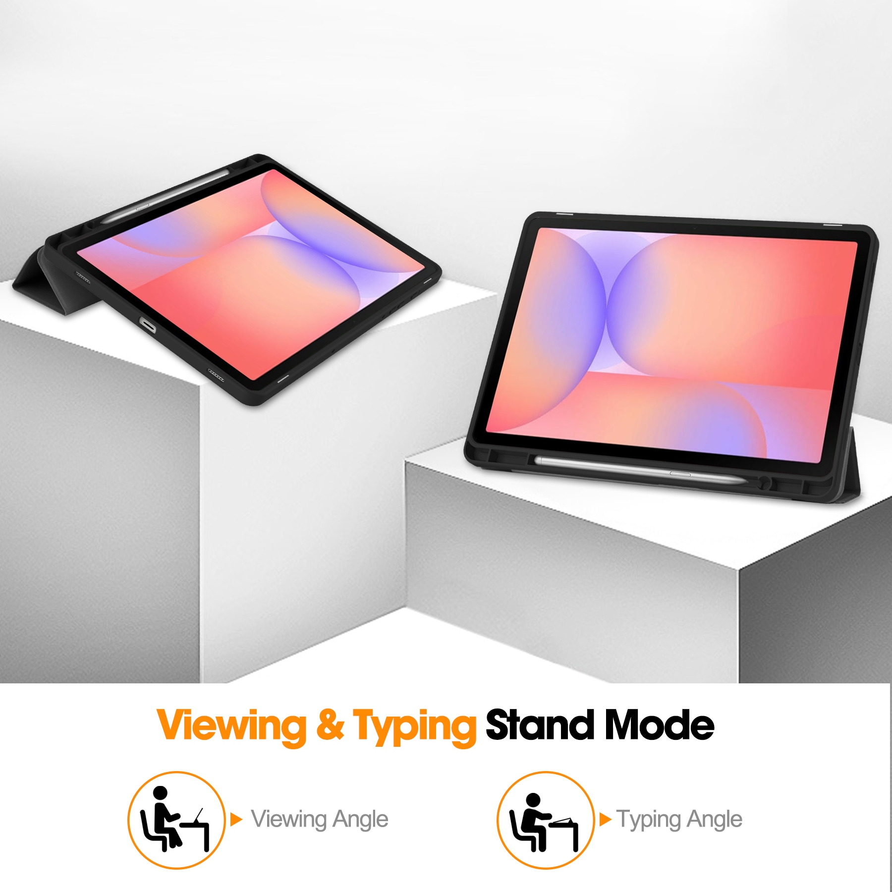 Samsung Galaxy Tab S10 Lite Tri-fold etui med pennholder, Svart
