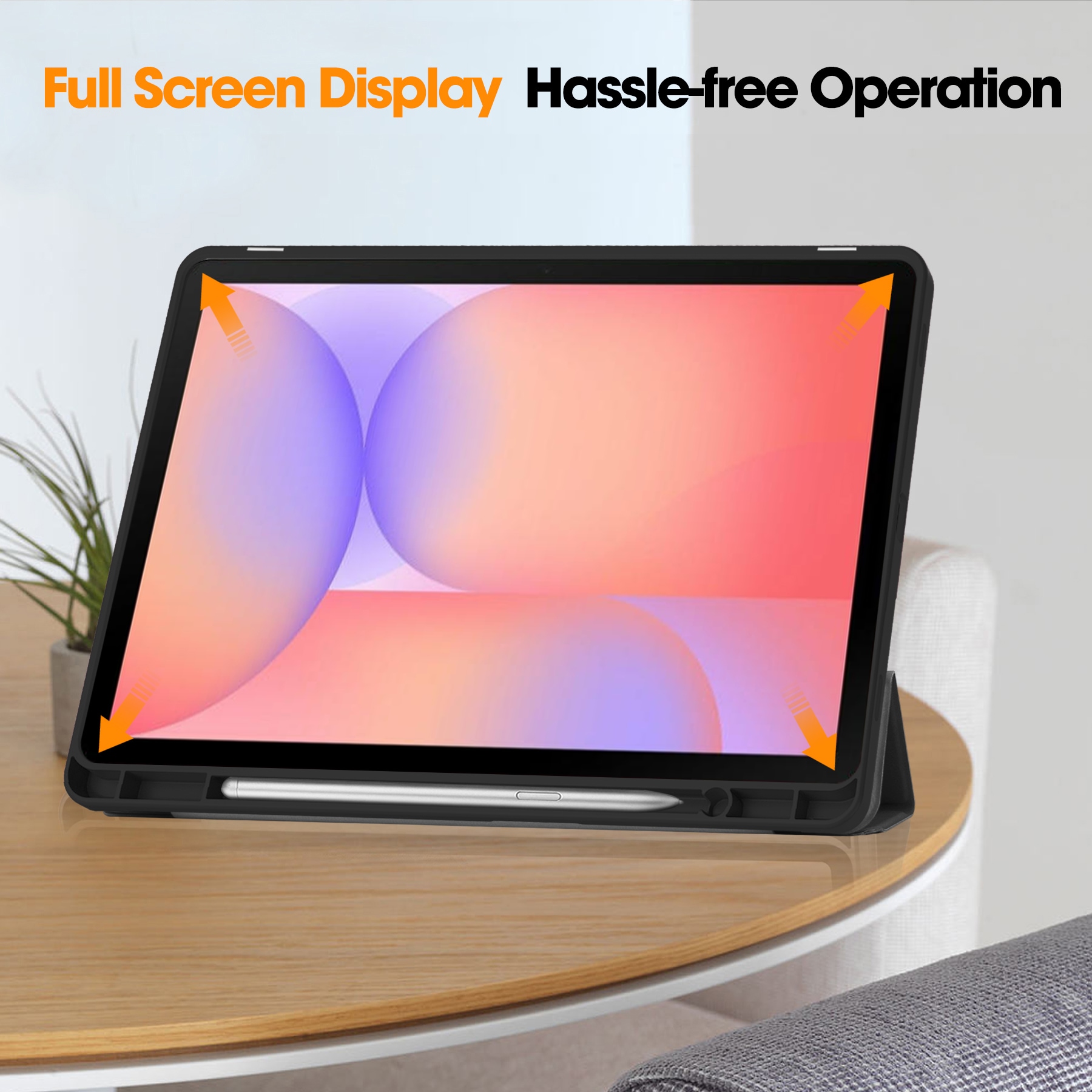 Samsung Galaxy Tab S10 Lite Tri-fold etui med pennholder, Svart