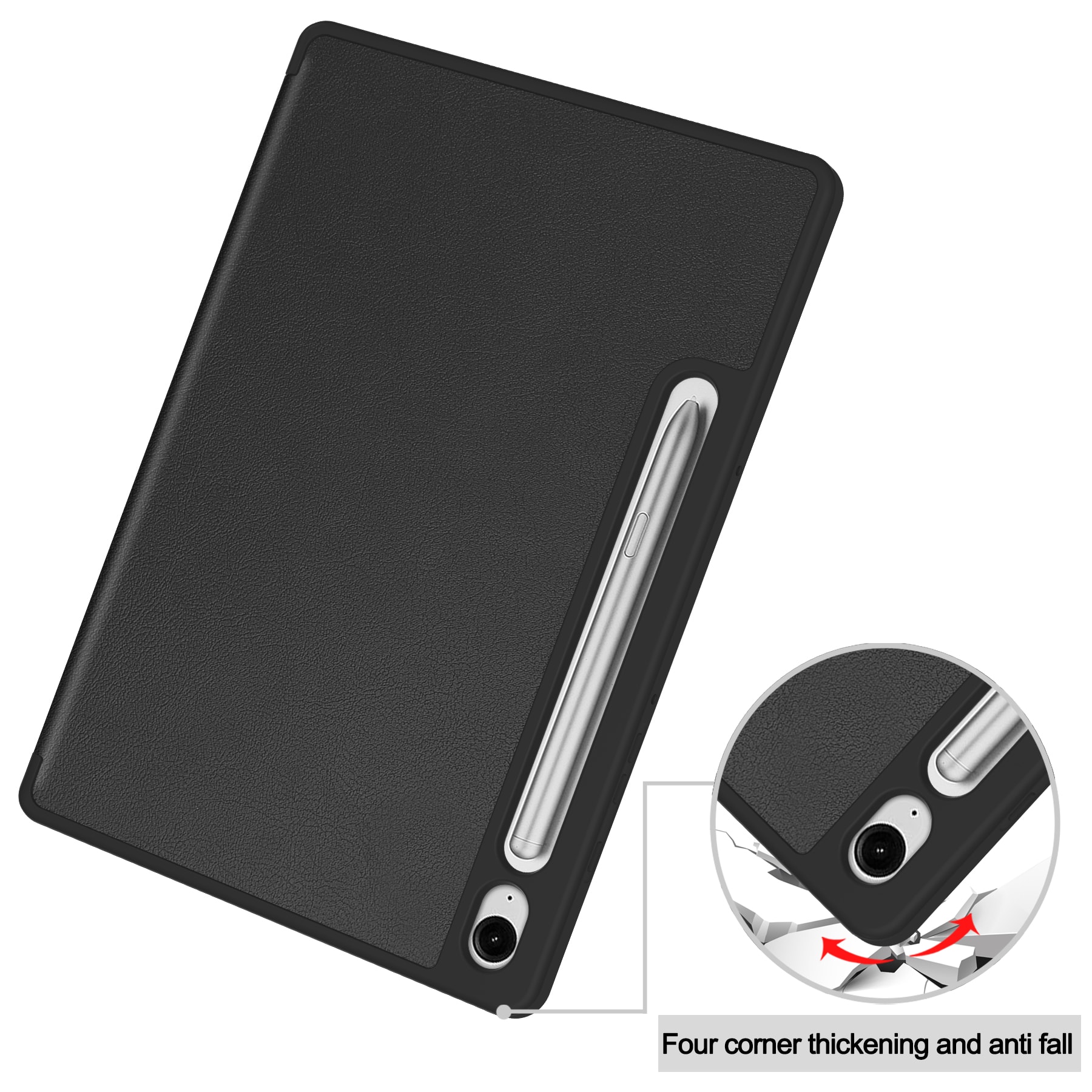 Samsung Galaxy Tab S10 Lite Tri-fold etui med pennholder, Svart