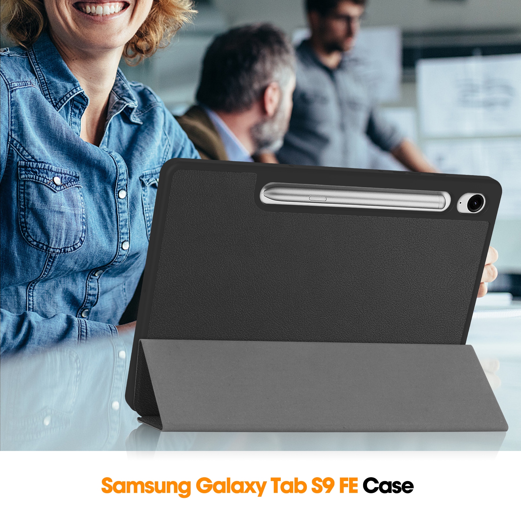 Samsung Galaxy Tab S10 Lite Tri-fold etui med pennholder, Svart