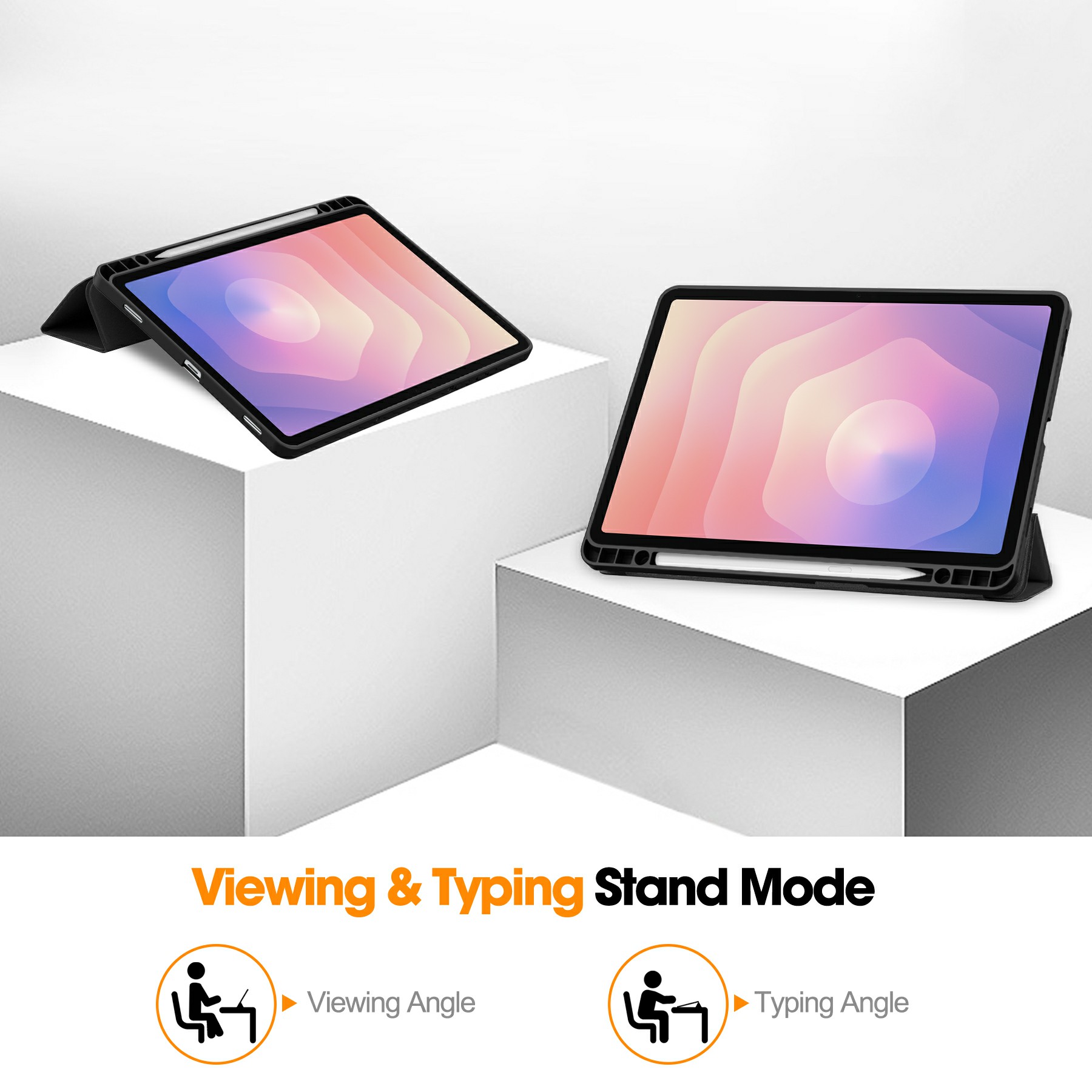 Samsung Galaxy Tab S11 Tri-fold etui med pennholder, Svart