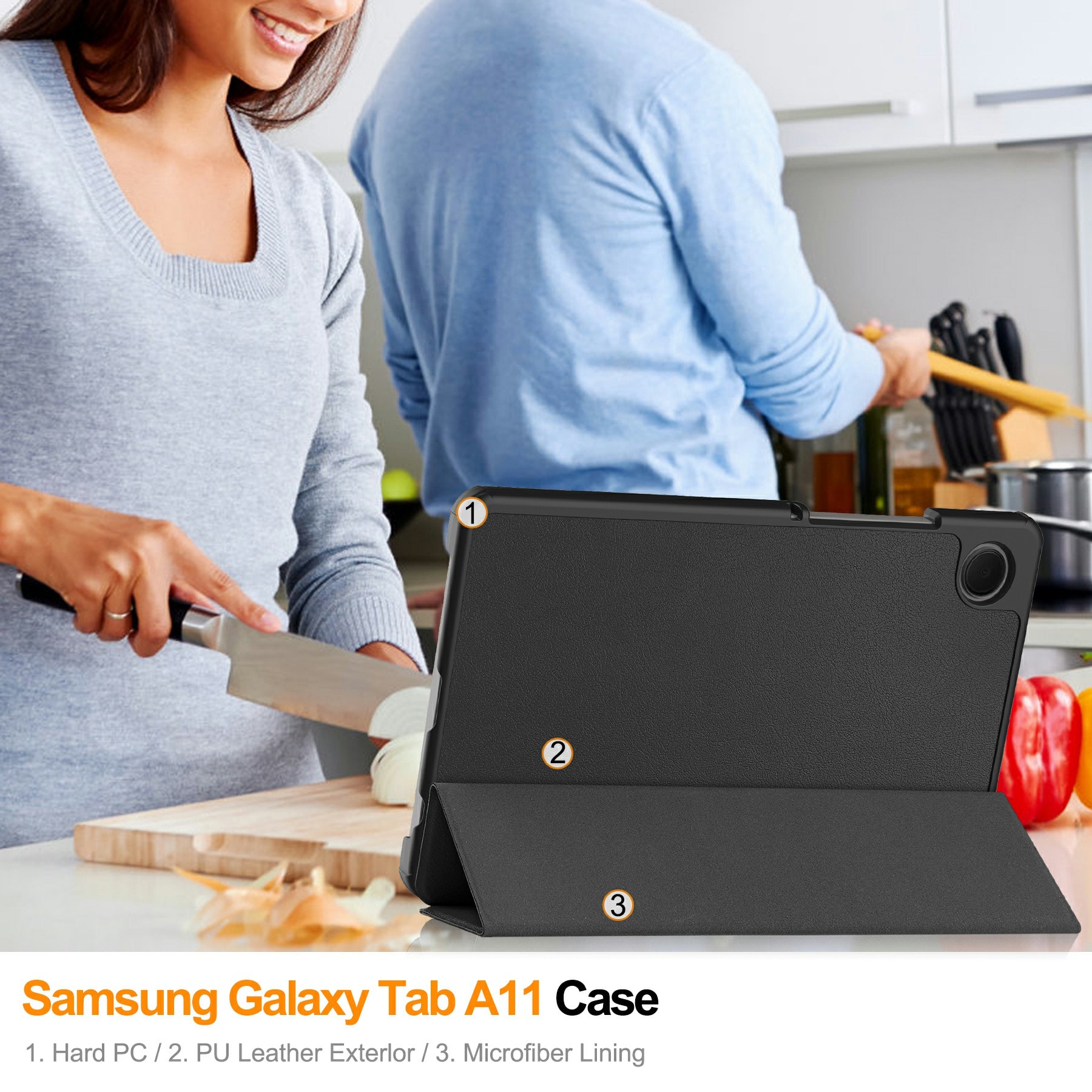 Samsung Galaxy Tab A11 Tri-Fold etui, Svart
