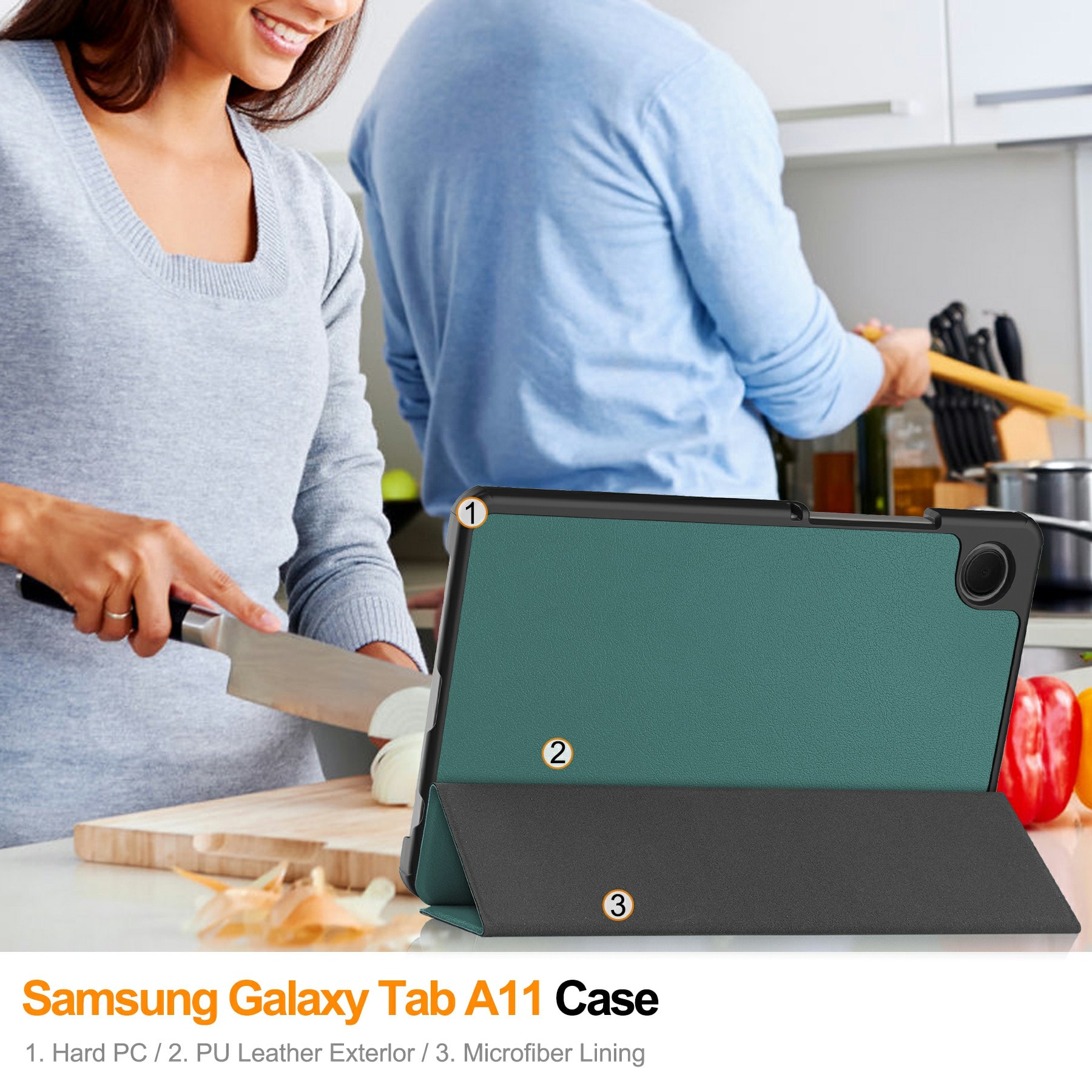 Samsung Galaxy Tab A11 Tri-Fold etui, Grønn