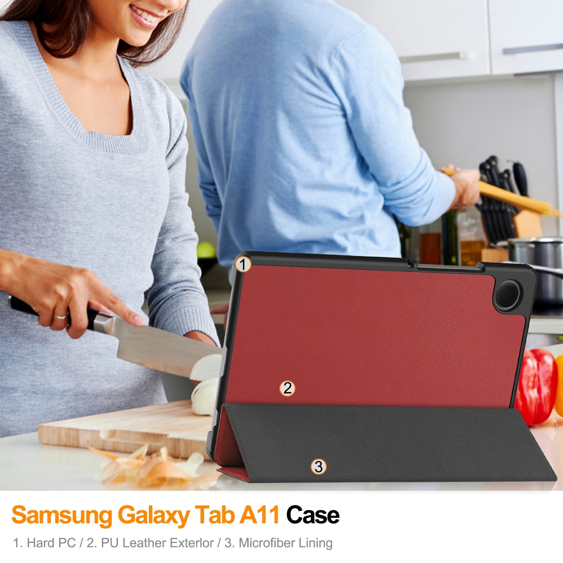 Samsung Galaxy Tab A11 Tri-Fold etui, Rød