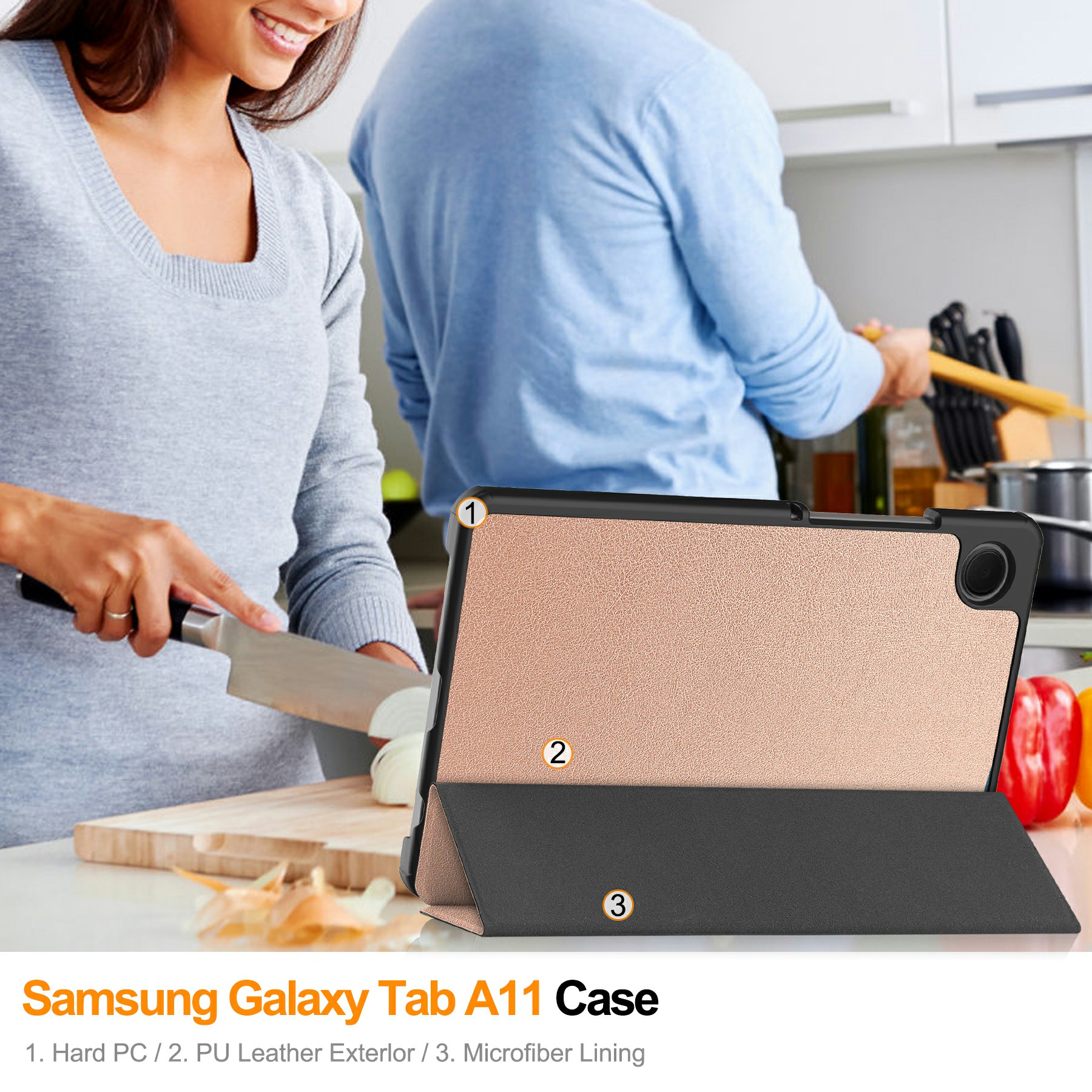 Samsung Galaxy Tab A11 Tri-Fold etui, Rosegull