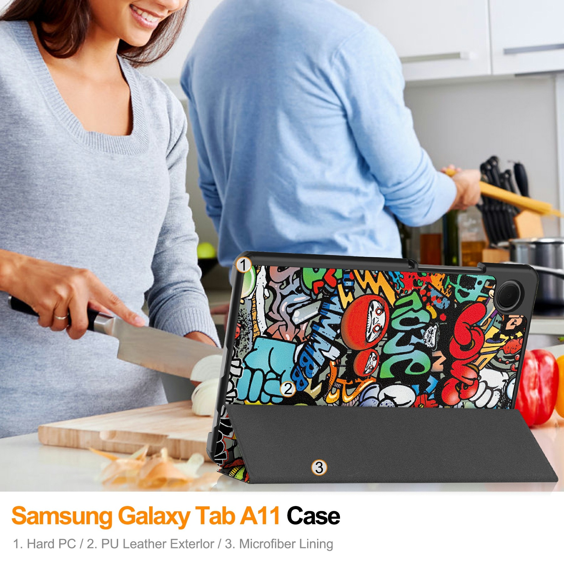 Samsung Galaxy Tab A11 Tri-Fold etui, Graffiti