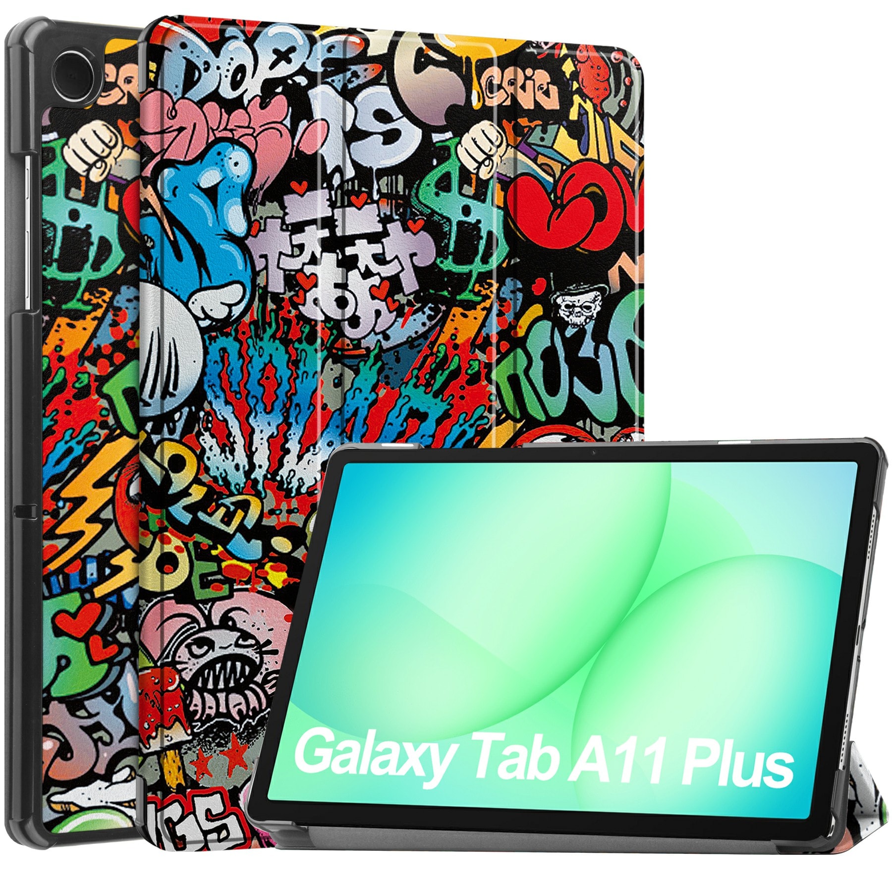 Samsung Galaxy Tab A11 Plus Tri-Fold etui, Graffiti