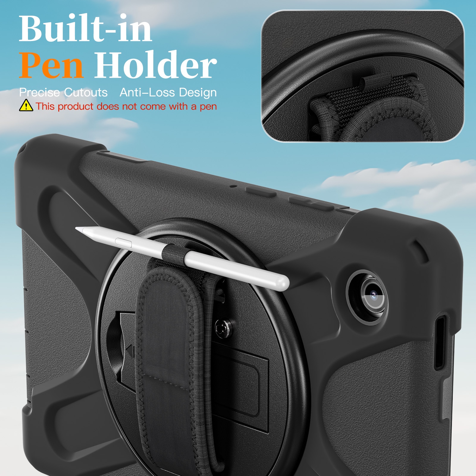 Samsung Galaxy Tab A11 Tøft hybriddeksel med skulderrem Svart