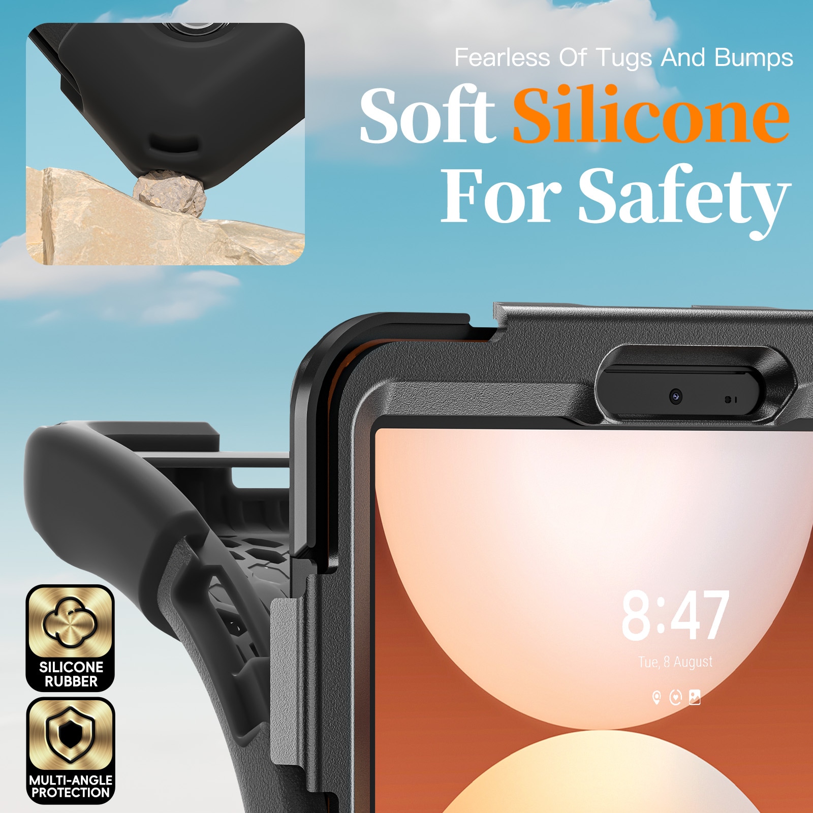 Samsung Galaxy Tab A11 Tøft hybriddeksel med skulderrem Svart