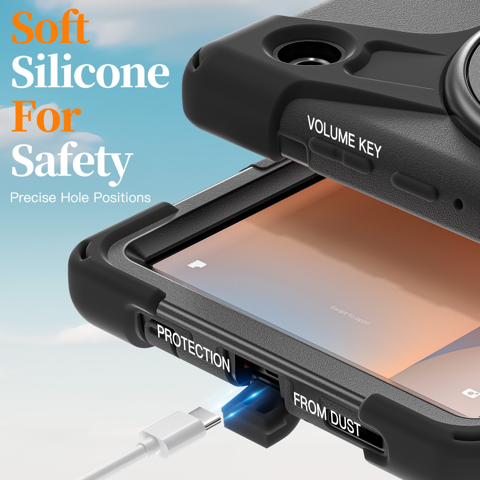 Samsung Galaxy Tab A11 Tøft hybriddeksel med skulderrem Svart