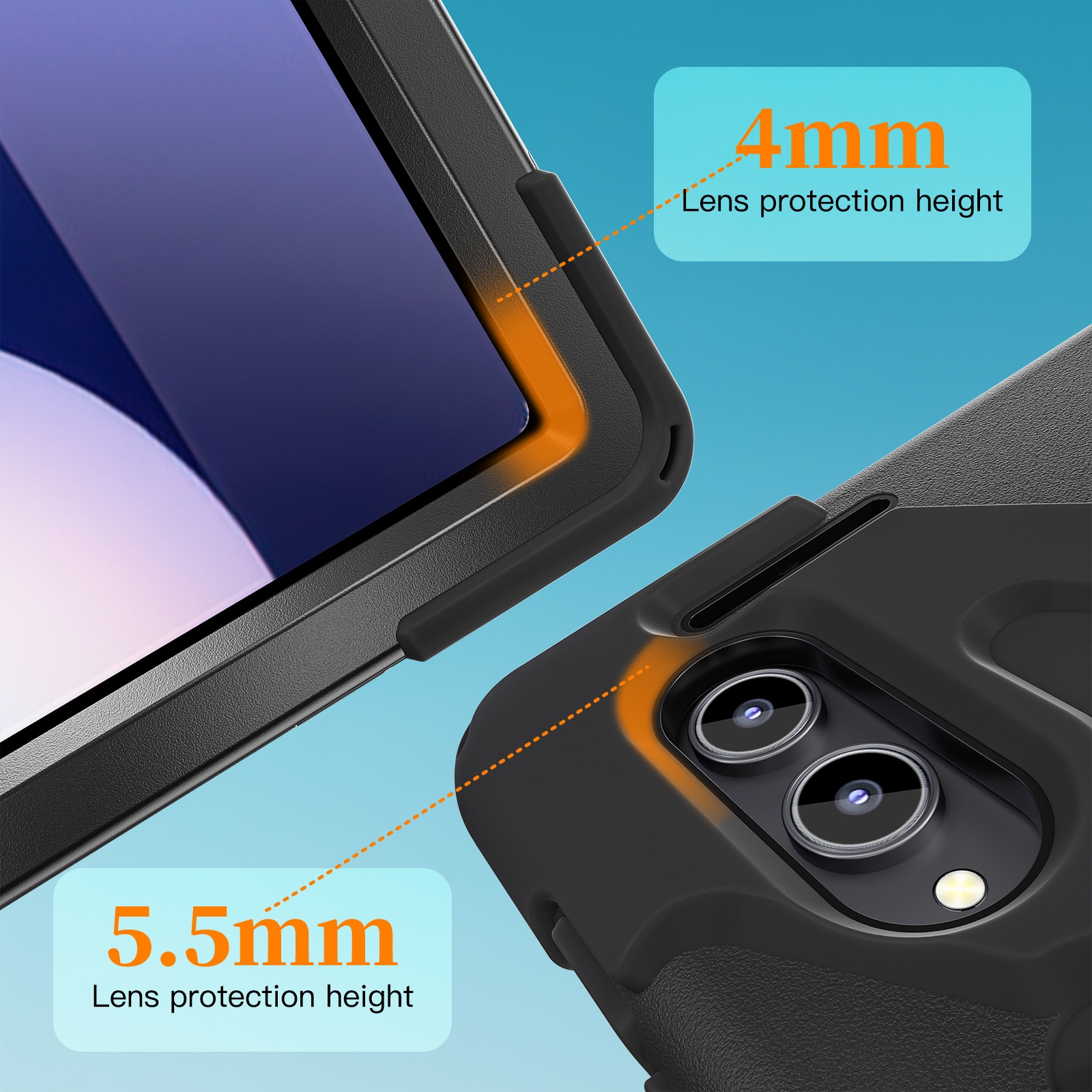 Samsung Galaxy Tab S11 Ultra Tøft hybriddeksel med skulderrem Svart