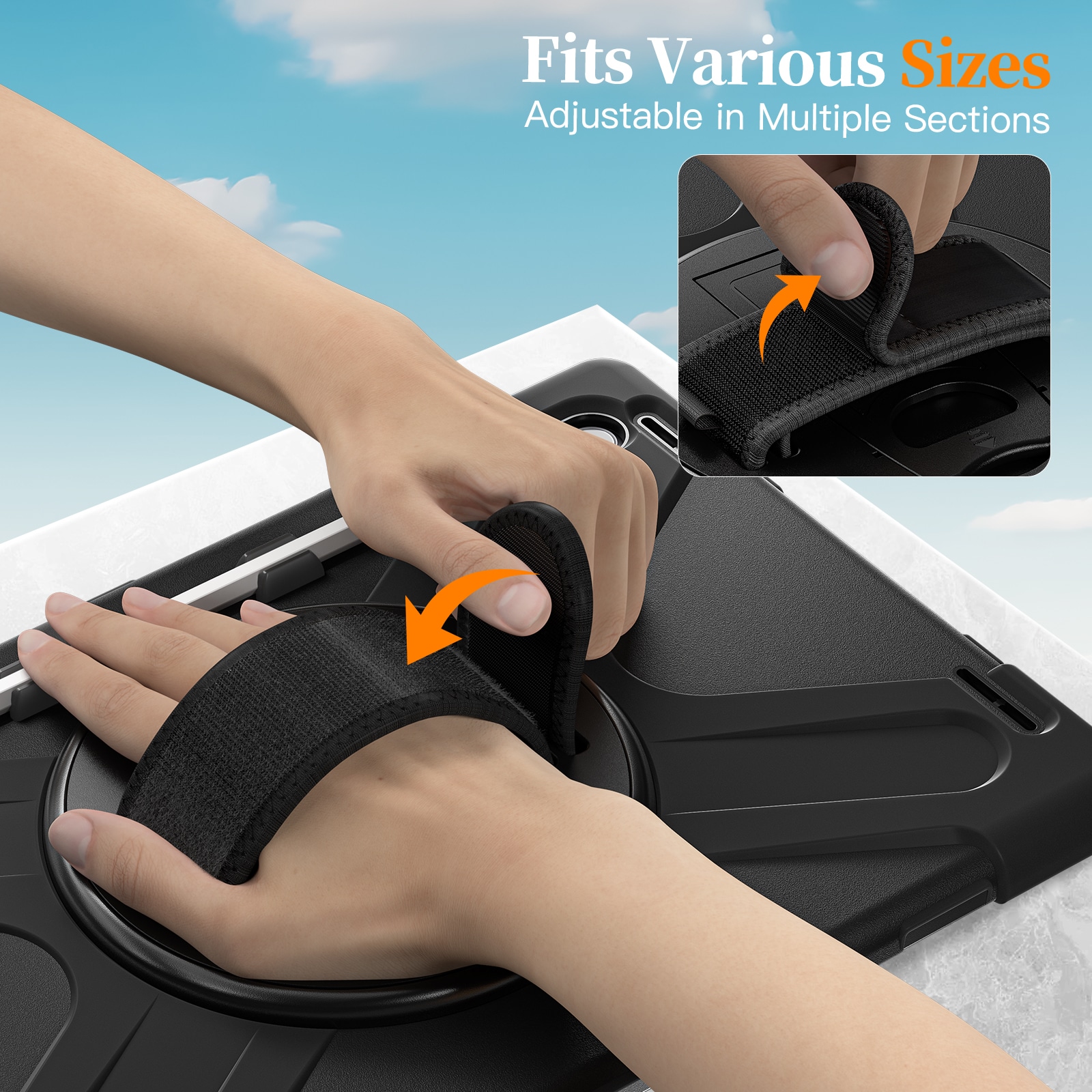 Samsung Galaxy Tab S11 Ultra Tøft hybriddeksel med skulderrem Svart