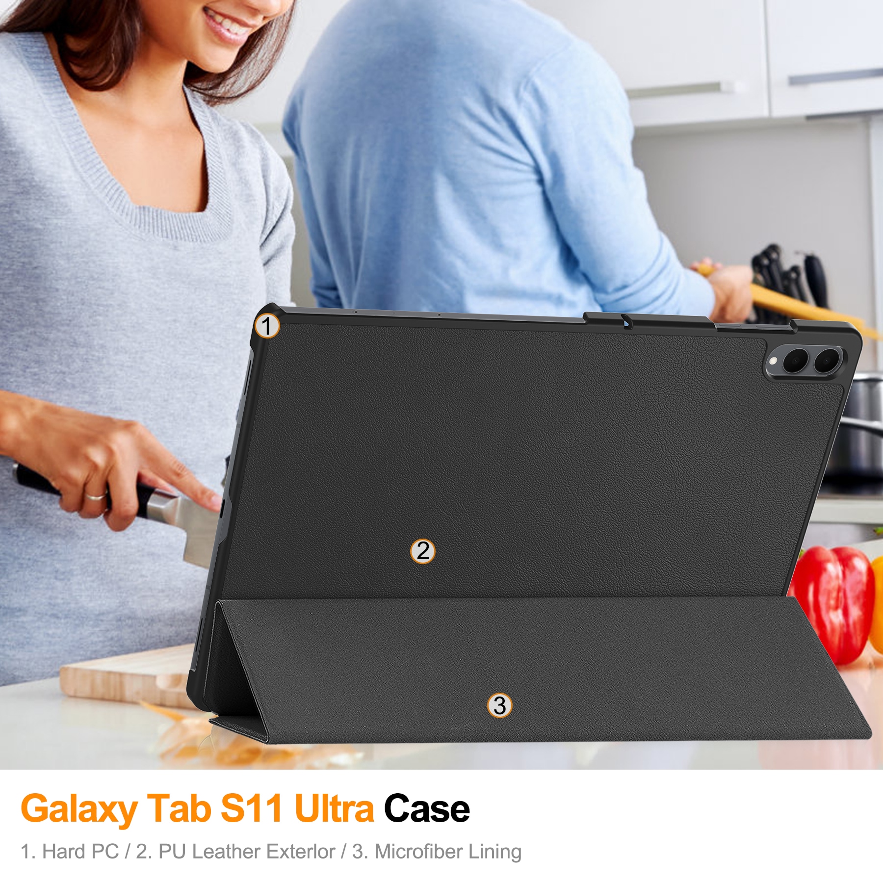 Samsung Galaxy Tab S11 Ultra Tri-Fold etui, Svart