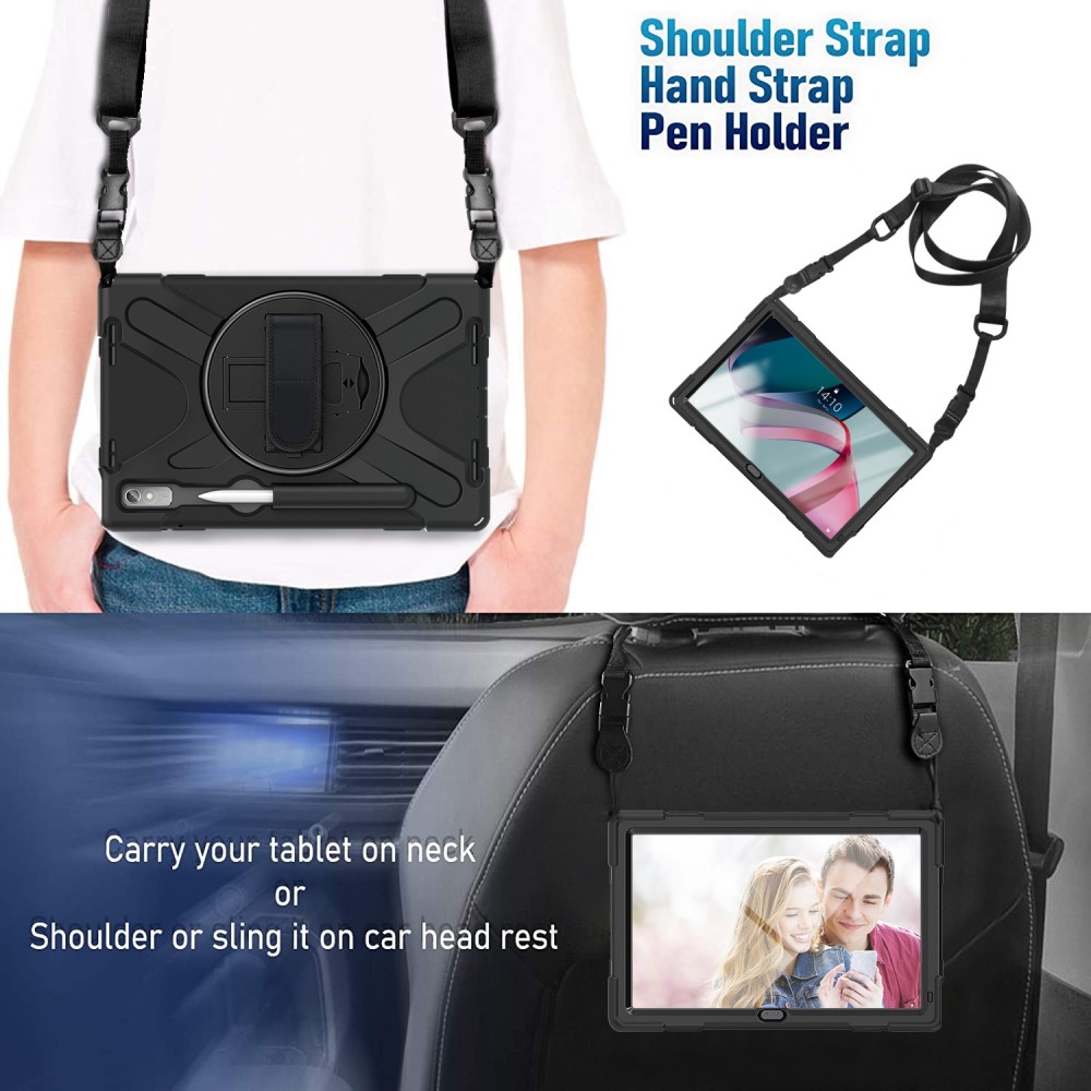 Lenovo Tab P11 Pro (2nd Gen) Tøft hybriddeksel med skulderrem Svart