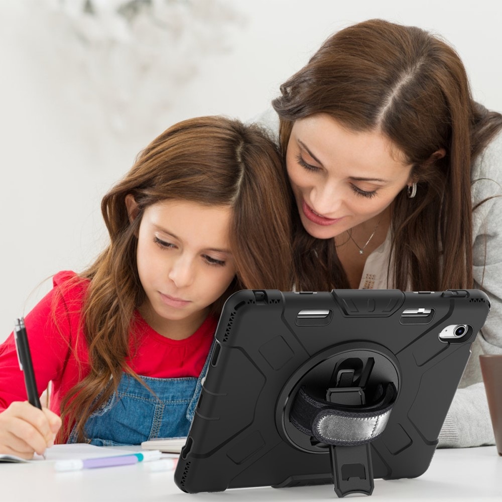 Apple iPad 11 11th Gen (2025) Tøft hybriddeksel med skulderrem Svart