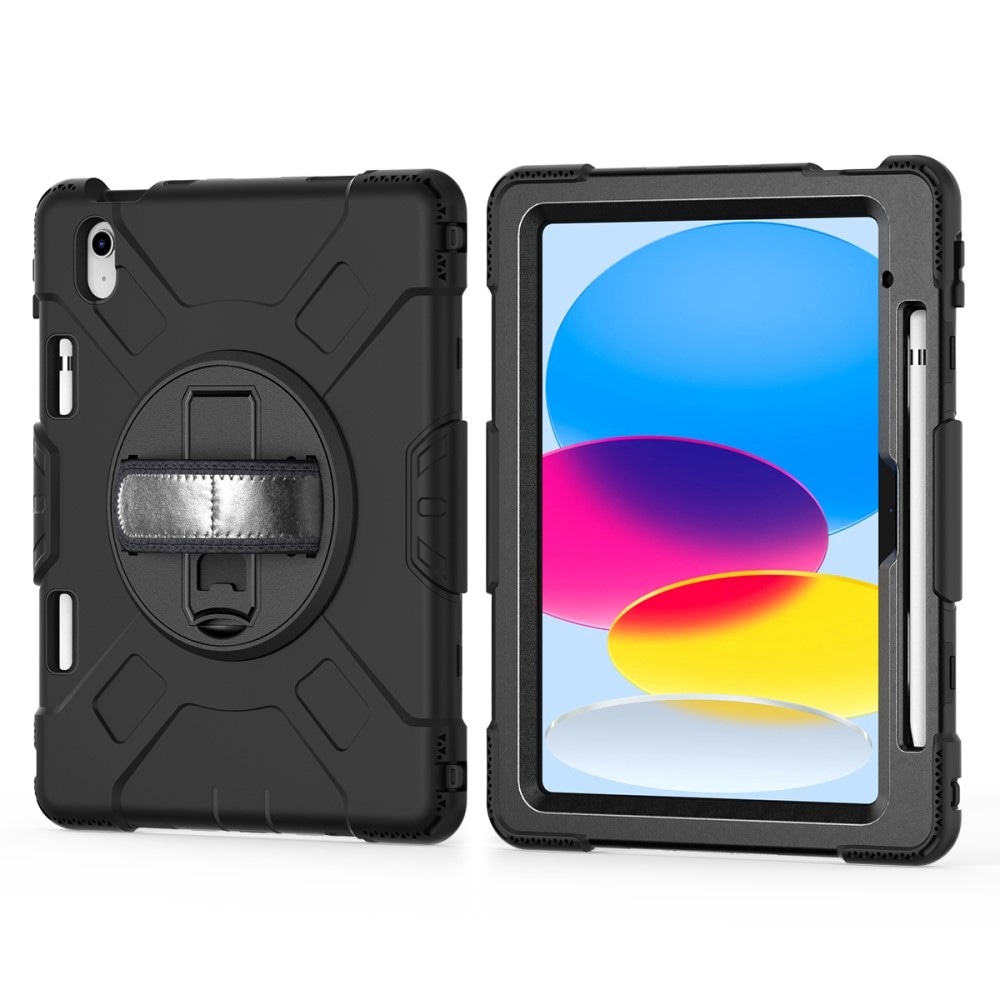 Apple iPad 11 11th Gen (2025) Tøft hybriddeksel med skulderrem Svart