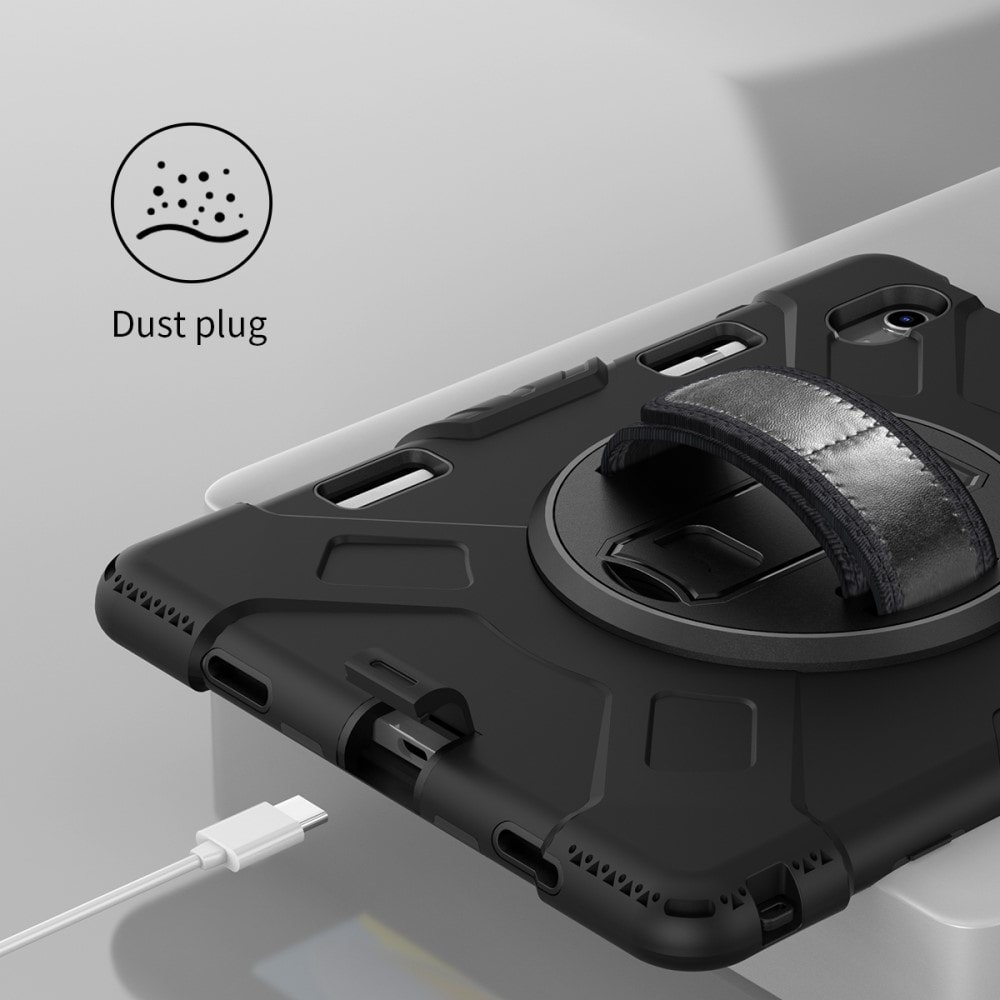 Apple iPad 11 11th Gen (2025) Tøft hybriddeksel med skulderrem Svart