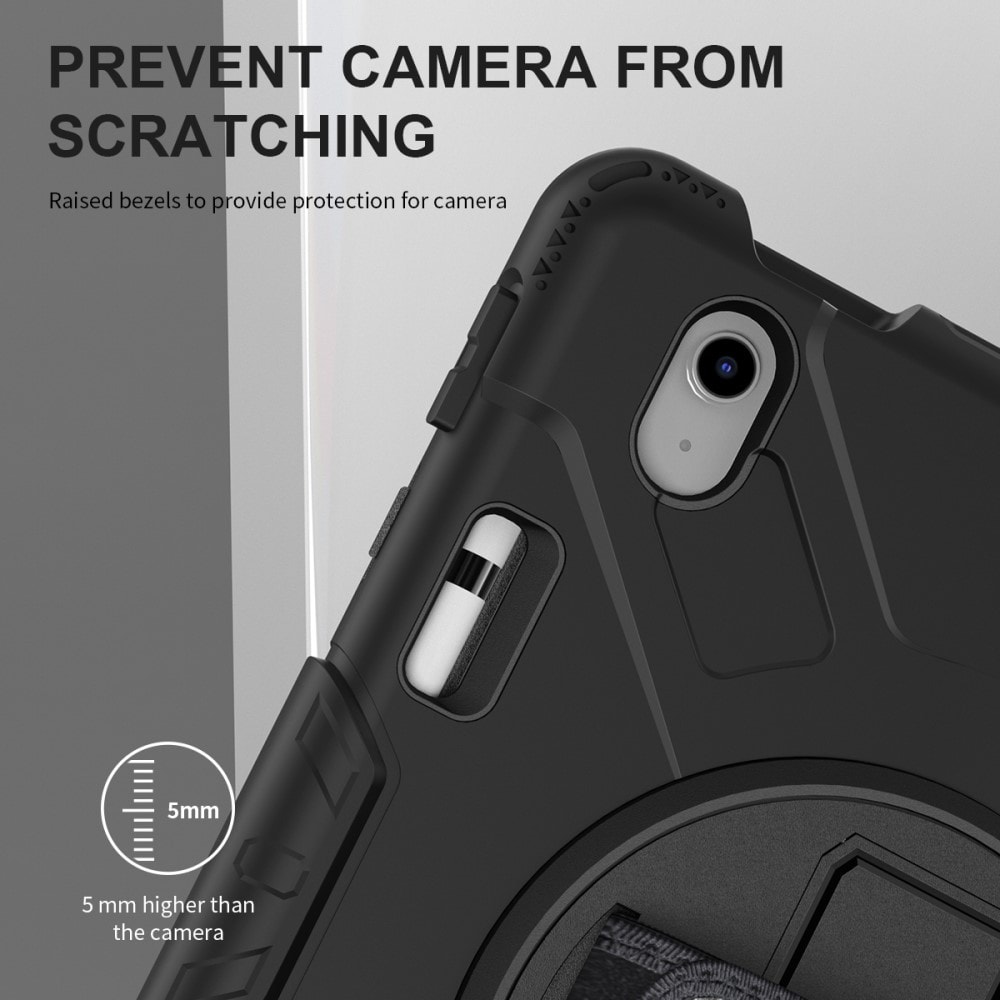 Apple iPad 11 11th Gen (2025) Tøft hybriddeksel med skulderrem Svart