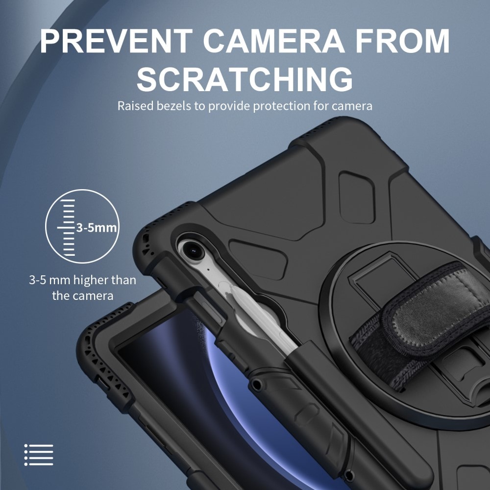 Samsung Galaxy Tab S9 Tøft hybriddeksel med skulderrem Svart