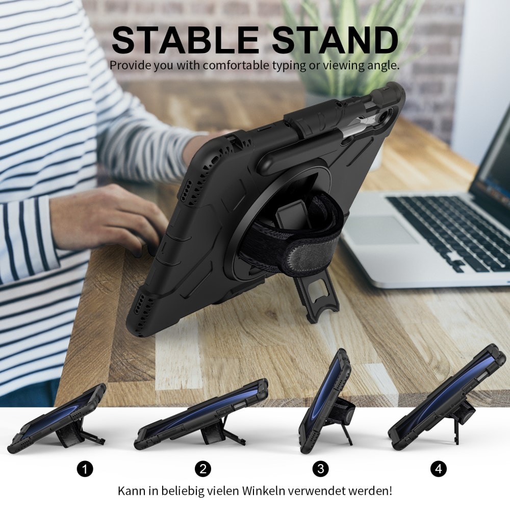 Samsung Galaxy Tab S9 Tøft hybriddeksel med skulderrem Svart