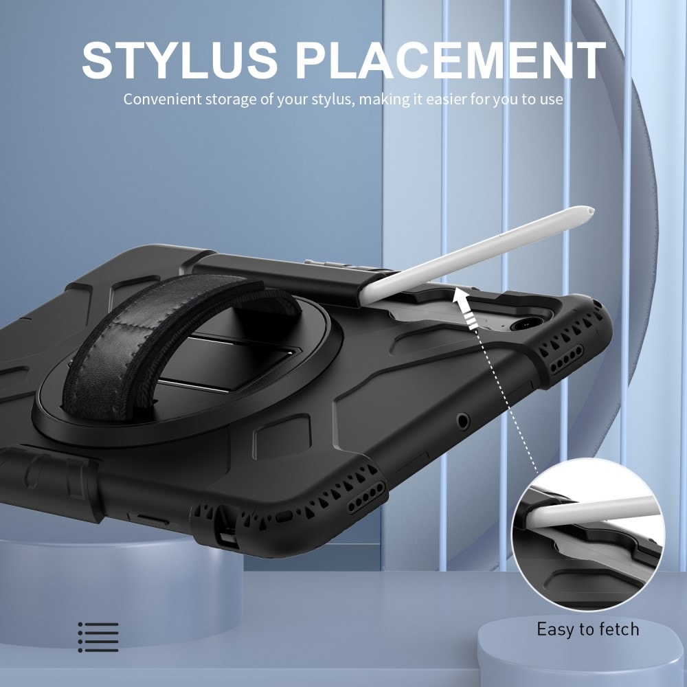 Samsung Galaxy Tab S9 Tøft hybriddeksel med skulderrem Svart