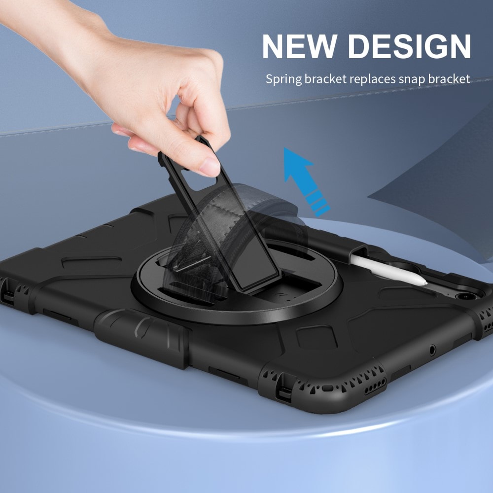 Samsung Galaxy Tab S9 Tøft hybriddeksel med skulderrem Svart