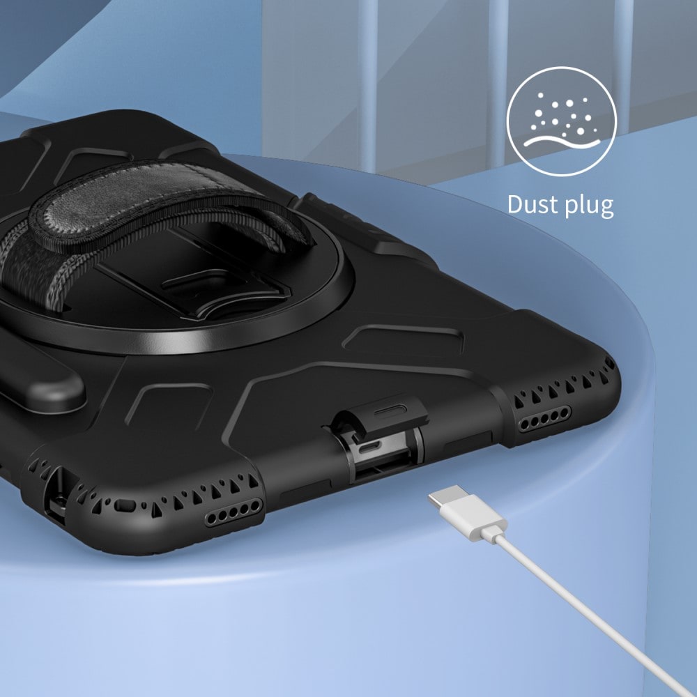 Samsung Galaxy Tab S9 Tøft hybriddeksel med skulderrem Svart