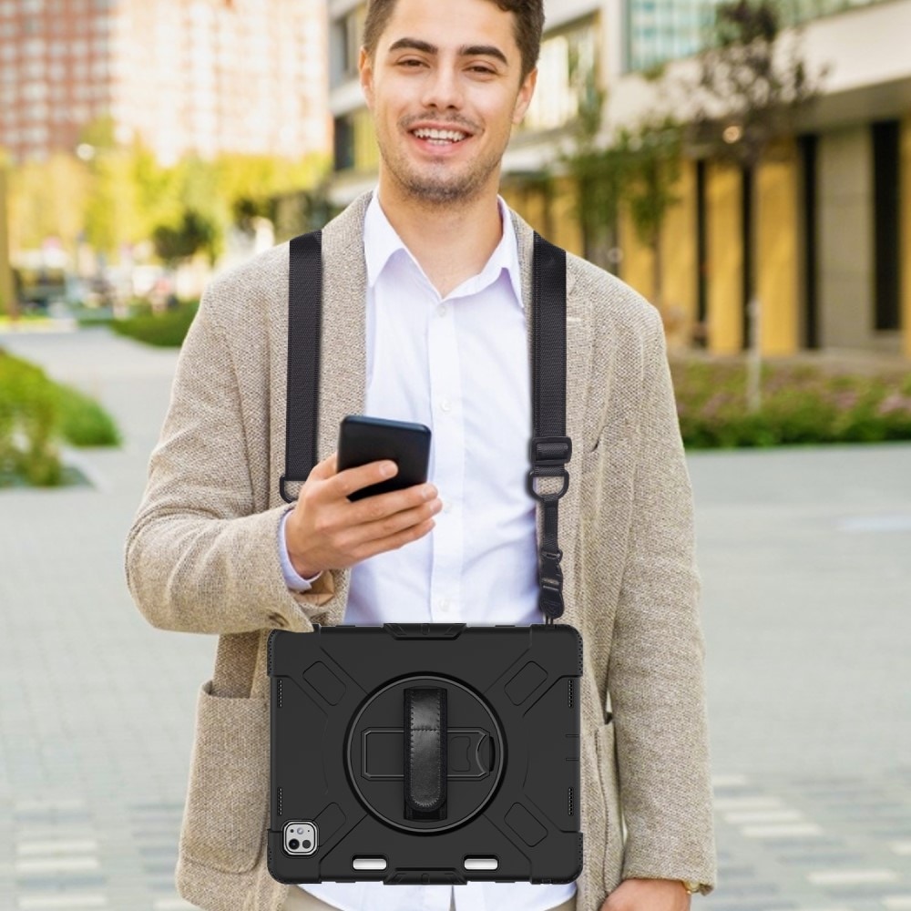 Apple iPad Pro 13 8th Gen (2025) Tøft hybriddeksel med skulderrem Svart