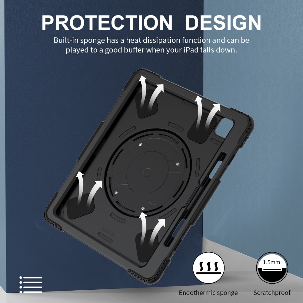 Apple iPad Pro 13 8th Gen (2025) Tøft hybriddeksel med skulderrem Svart