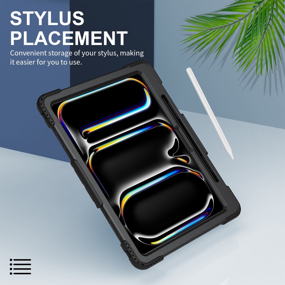 Apple iPad Pro 13 8th Gen (2025) Tøft hybriddeksel med skulderrem Svart