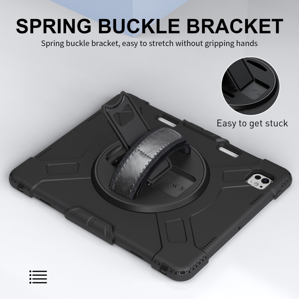 Apple iPad Pro 13 8th Gen (2025) Tøft hybriddeksel med skulderrem Svart