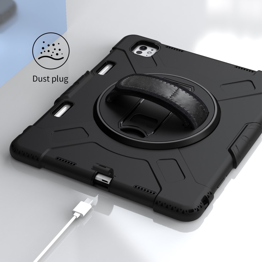 Apple iPad Pro 13 8th Gen (2025) Tøft hybriddeksel med skulderrem Svart