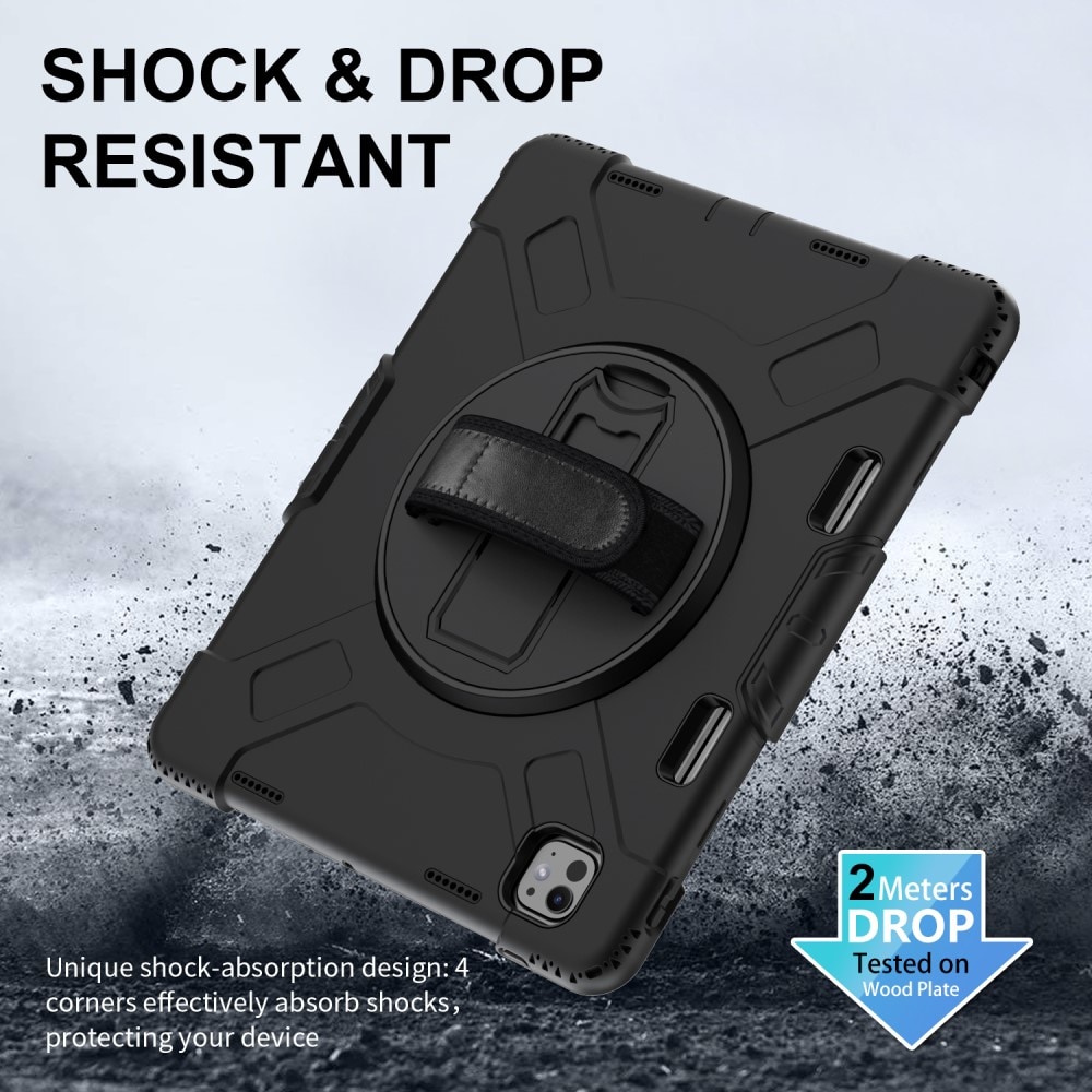 Apple iPad Pro 13 8th Gen (2025) Tøft hybriddeksel med skulderrem Svart