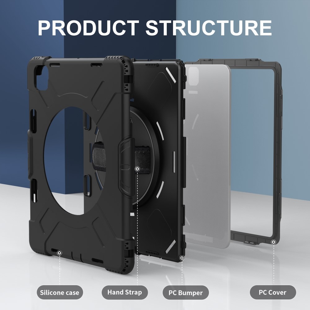 Apple iPad Pro 13 8th Gen (2025) Tøft hybriddeksel med skulderrem Svart