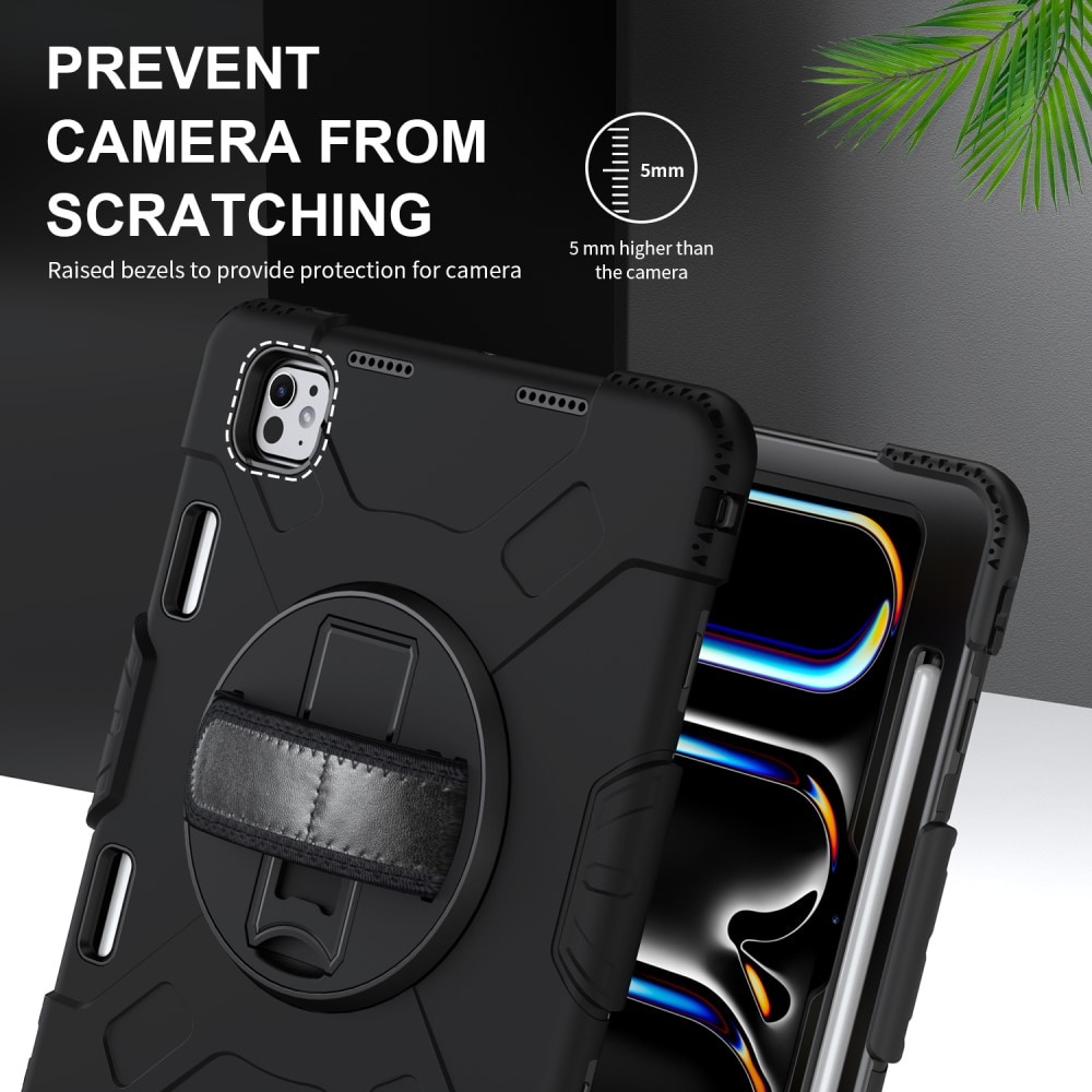 Apple iPad Pro 11 6th Gen (2025) Tøft hybriddeksel med skulderrem Svart