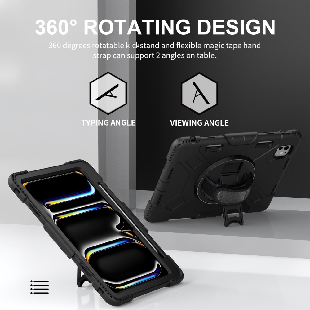 Apple iPad Pro 11 6th Gen (2025) Tøft hybriddeksel med skulderrem Svart