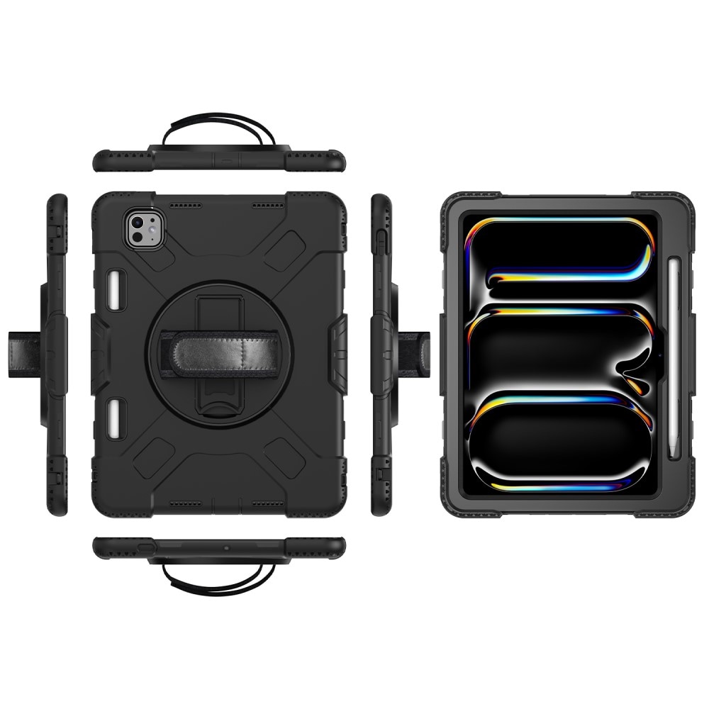 Apple iPad Pro 11 6th Gen (2025) Tøft hybriddeksel med skulderrem Svart