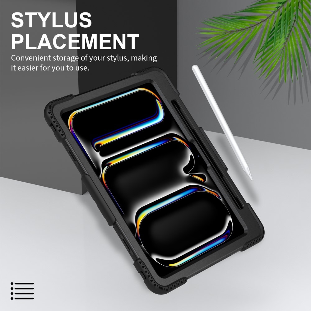 Apple iPad Pro 11 6th Gen (2025) Tøft hybriddeksel med skulderrem Svart