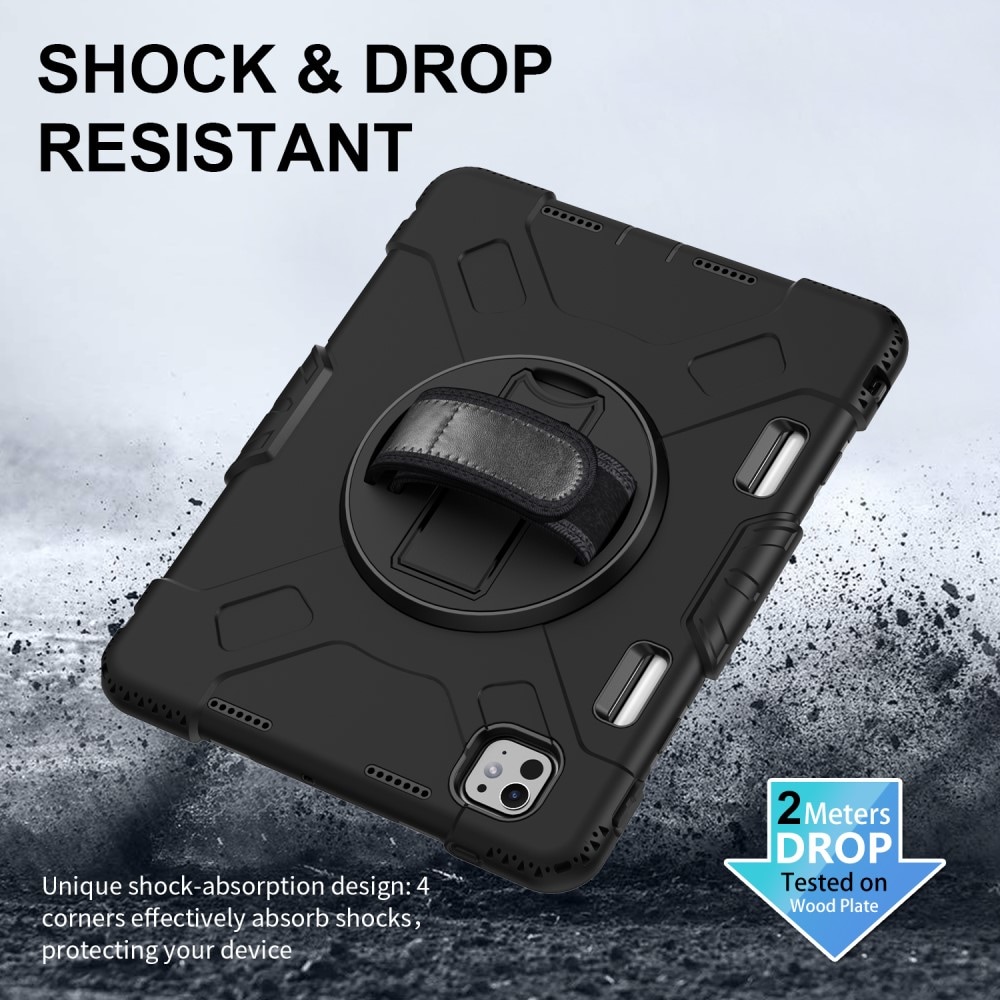 Apple iPad Pro 11 6th Gen (2025) Tøft hybriddeksel med skulderrem Svart