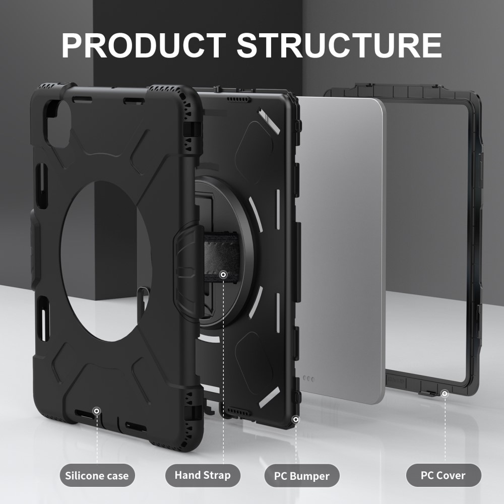 Apple iPad Pro 11 6th Gen (2025) Tøft hybriddeksel med skulderrem Svart